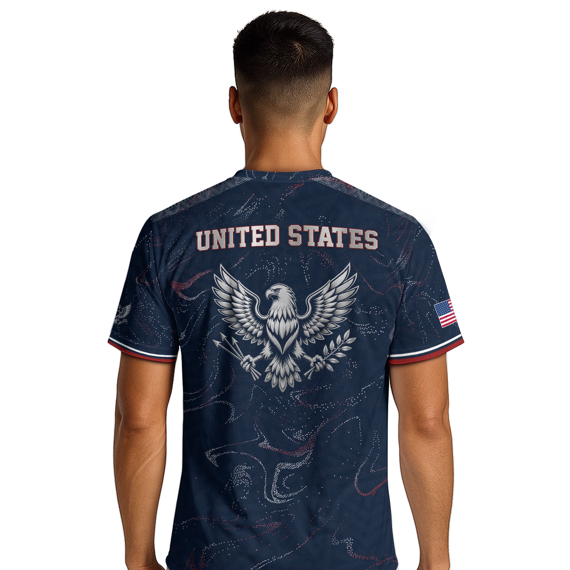 USA Soccer Jersey Adult Navy Patriotic Marble Swirl Graphic United States Football Tee