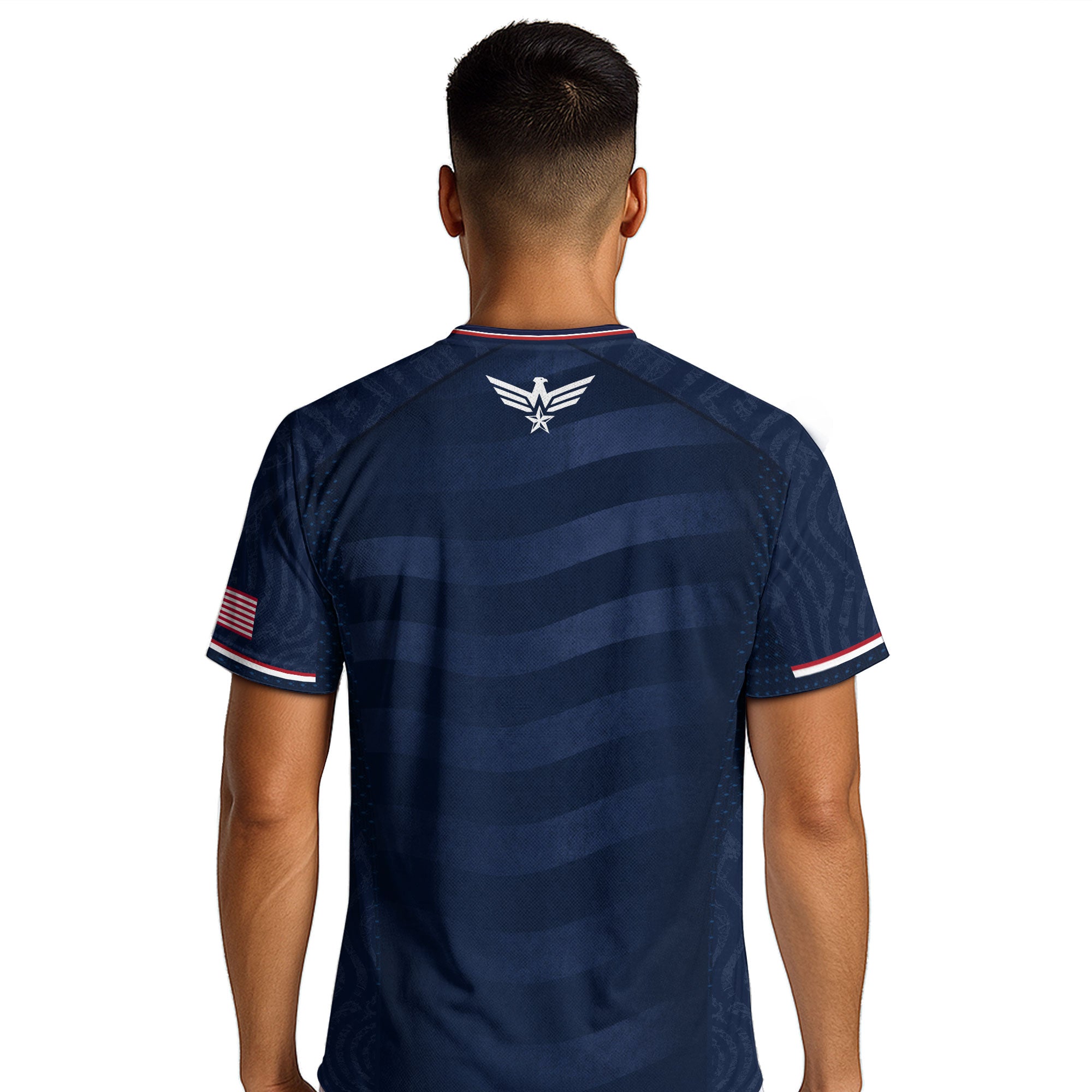 Adult USA Soccer Jersey Navy Patriotic Statue of Liberty Artistic Graphic Football Tee