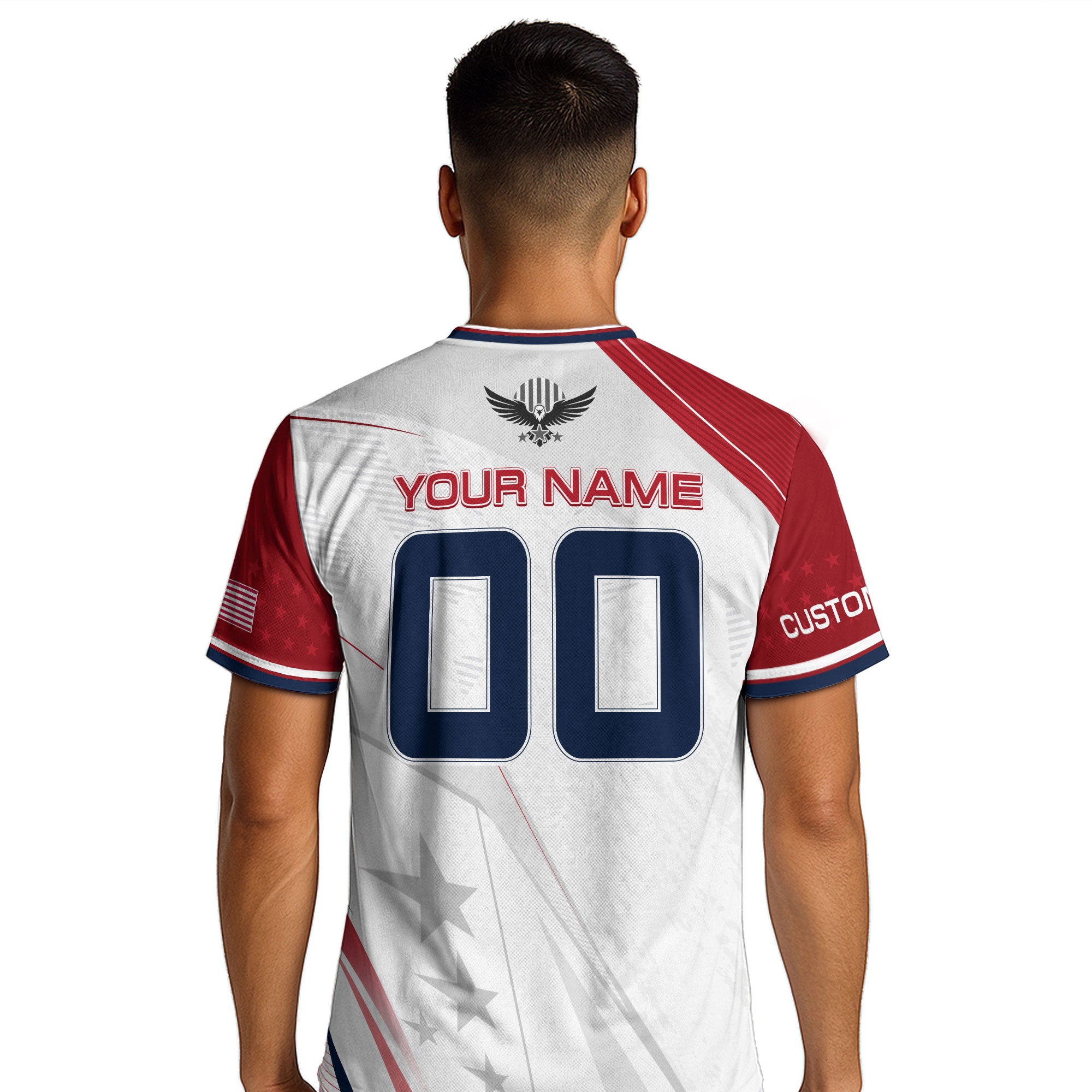 Custom USA Soccer Jersey Men White Red Personalized Name Number Football Shirt