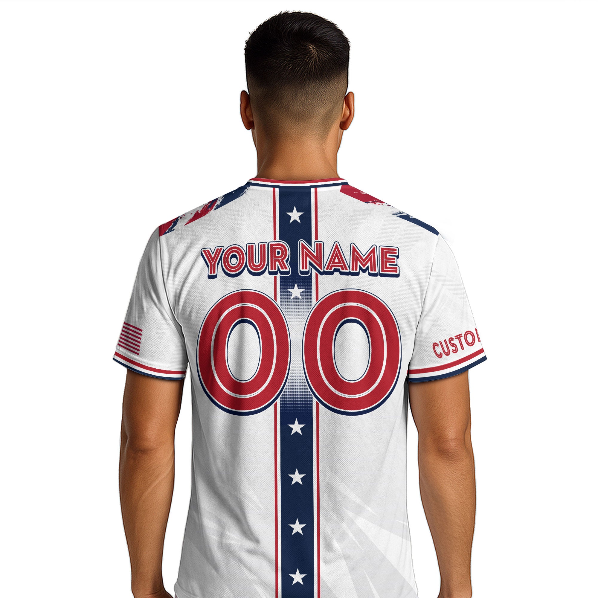 Custom USA Adult Soccer Jersey White Star Stripe Name Number Football Shirt