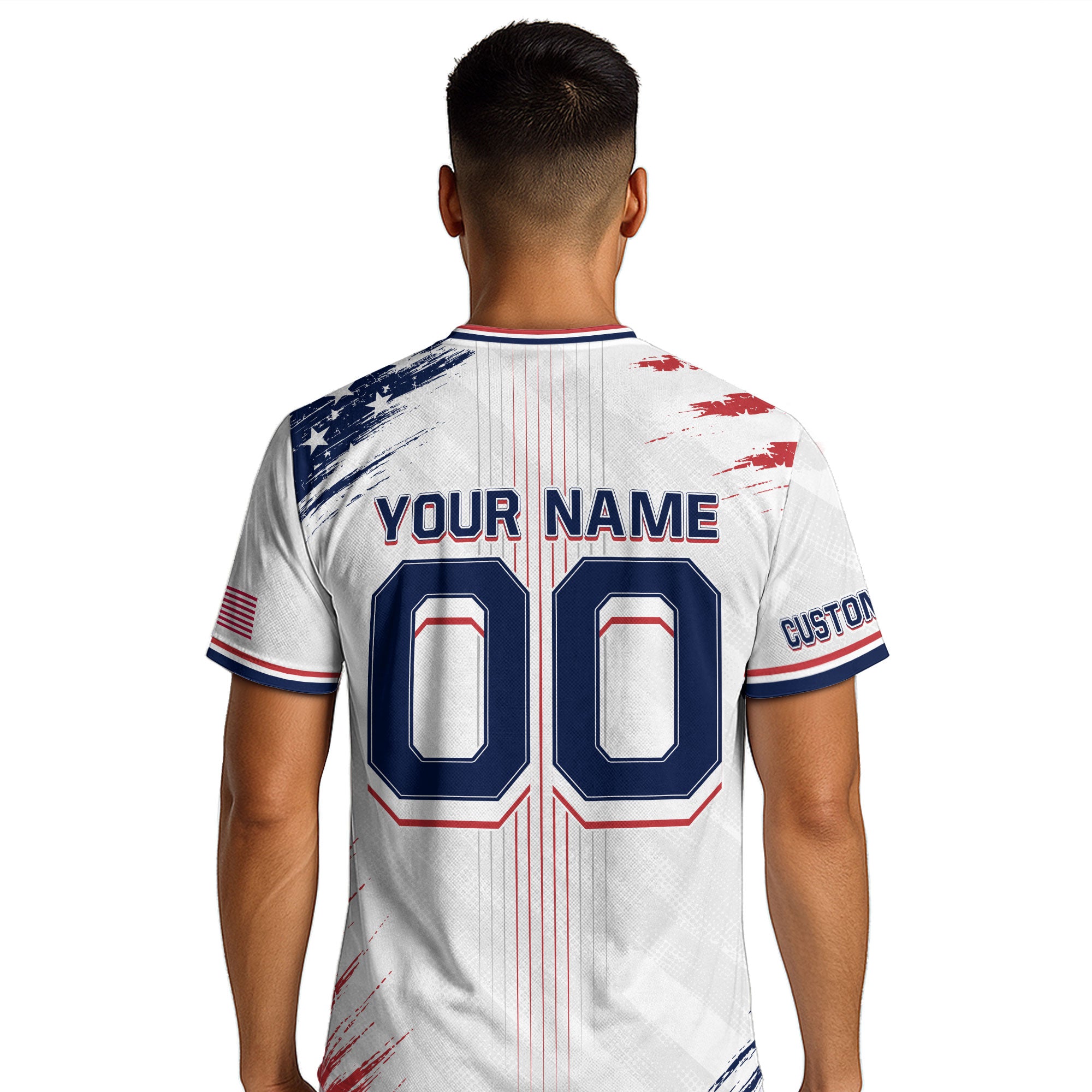 Custom USA Soccer Jersey Men White Brush Stroke Name Number Football Shirt