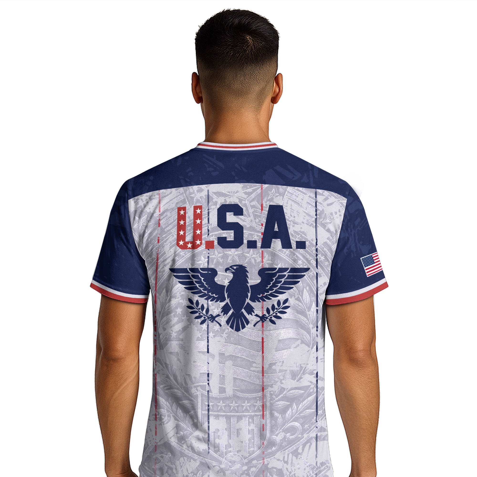 USA Soccer Jersey Men White Patriotic Eagle Team Graphic Football Shirt - Rust Field Wear