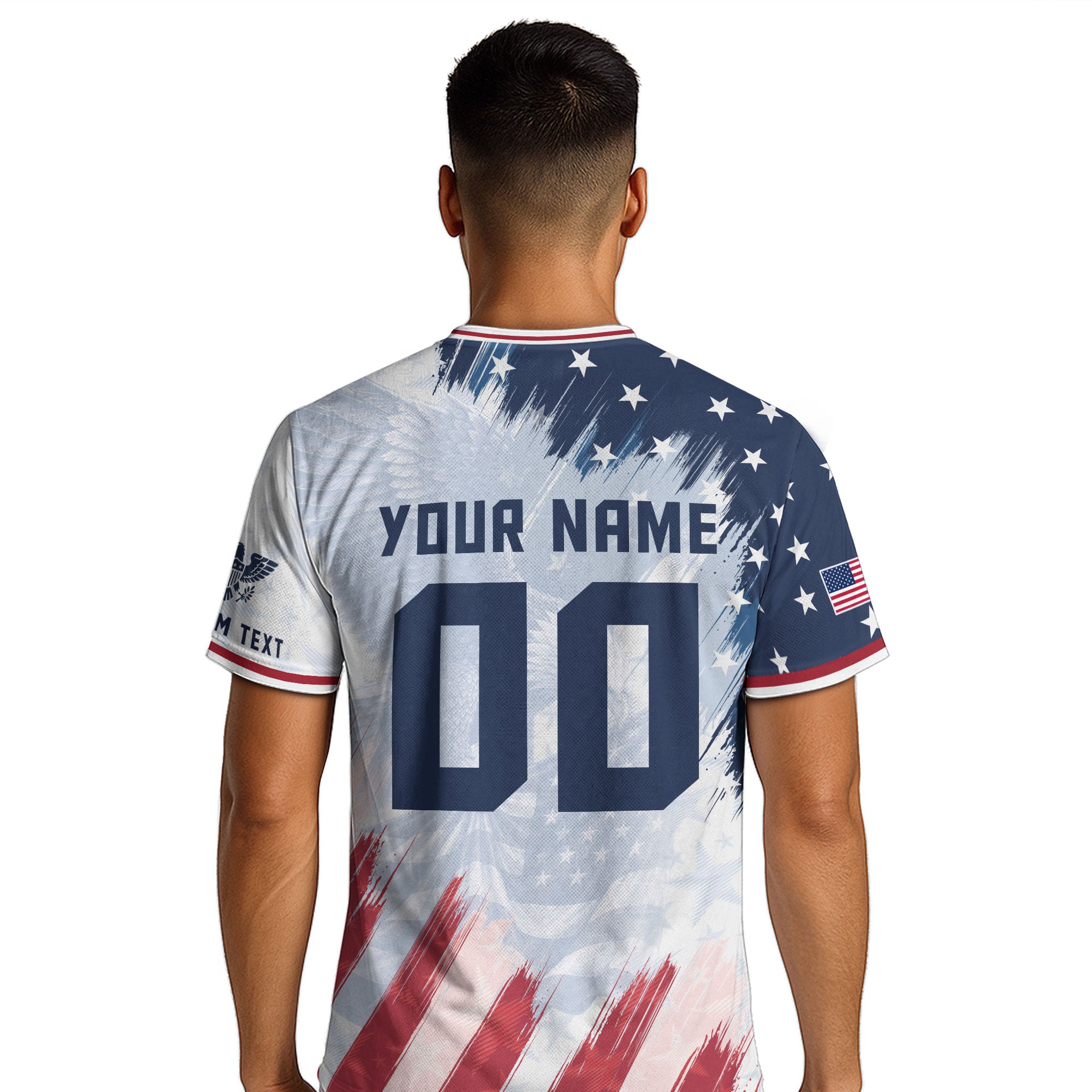 USA Soccer Jersey White Custom American Football Shirt Graphic Patriotic Tee Men