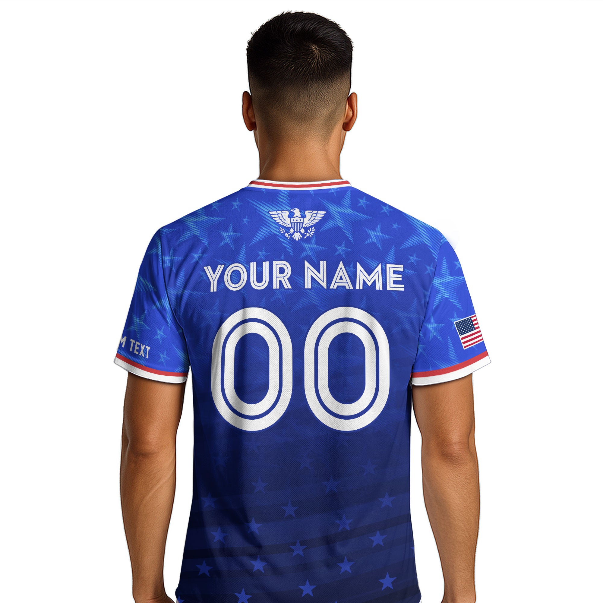 USA Soccer Jersey Blue Personalized American Football Shirt All Over Stars Print Men