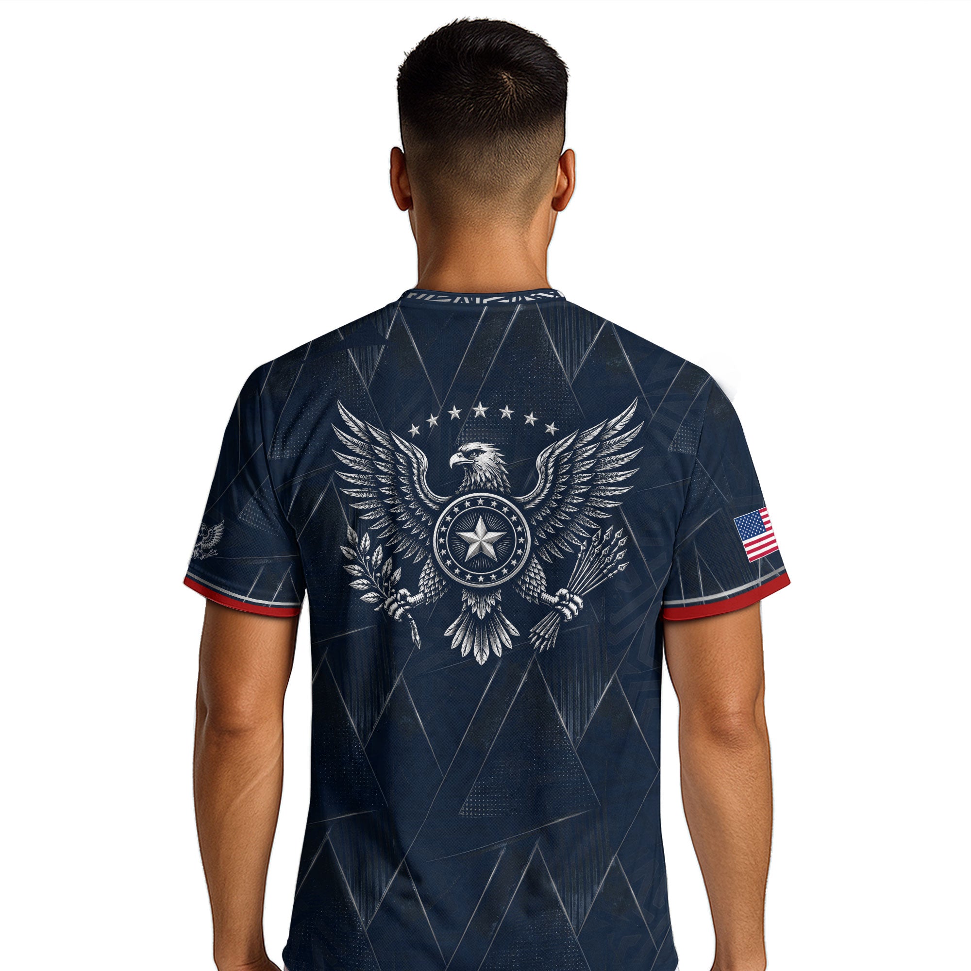 Adult Soccer Jersey Blue Patriotic Design - Bold Eagle Graphic Sport Training Shirt