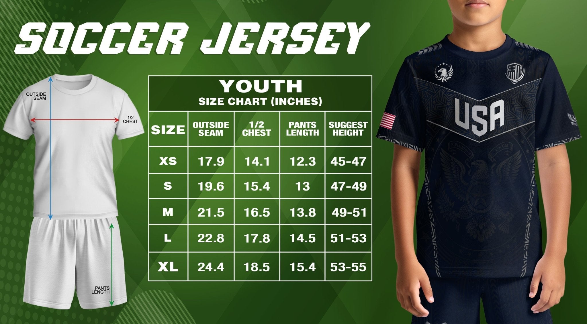 Kids' Blue USA Soccer Jersey Patriotic Eagle Graphic Print Breathable Fan Shirt - Rust Field Wear