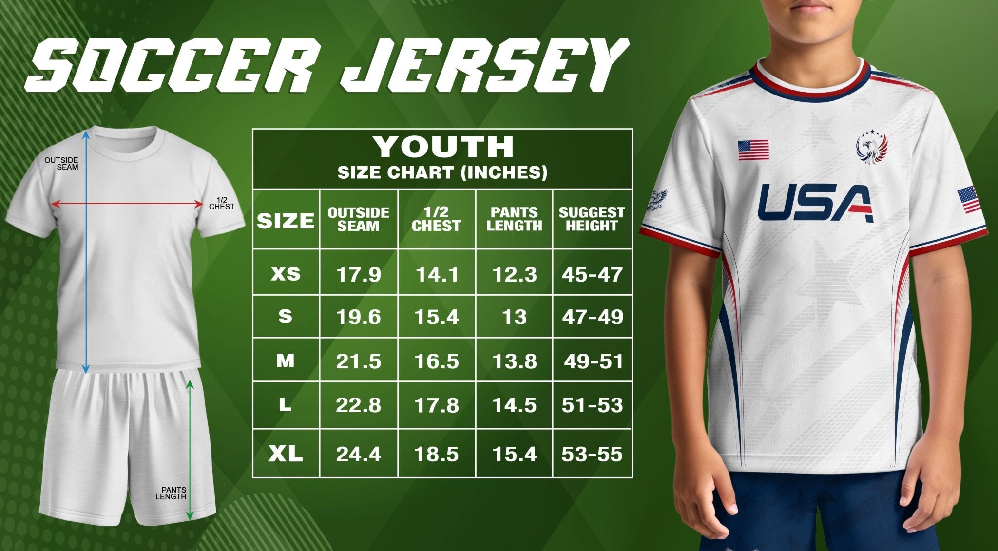 Kids' White USA Soccer Jersey Patriotic Eagle Graphic Print Breathable Fan Apparel - Rust Field Wear