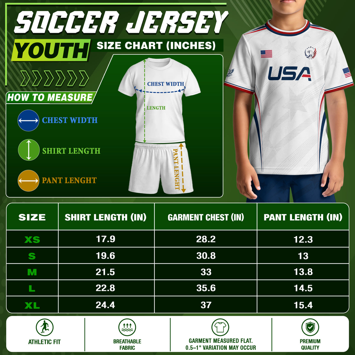 Kids' White USA Soccer Jersey Patriotic Eagle Graphic Print Breathable Fan Apparel - Rust Field Wear