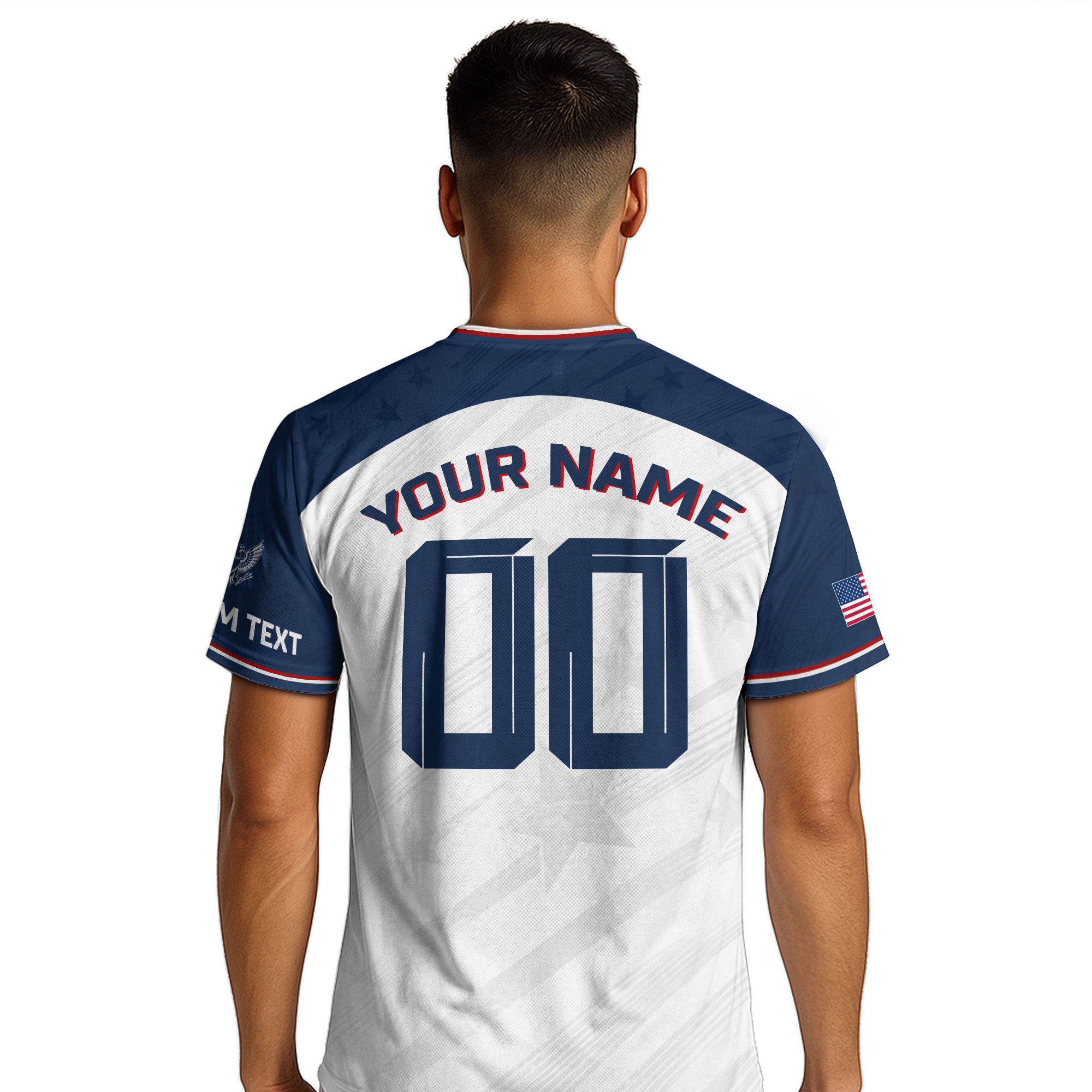 Custom Adult USA Soccer Jersey White Red Blue Patriotic American Team Football Shirt