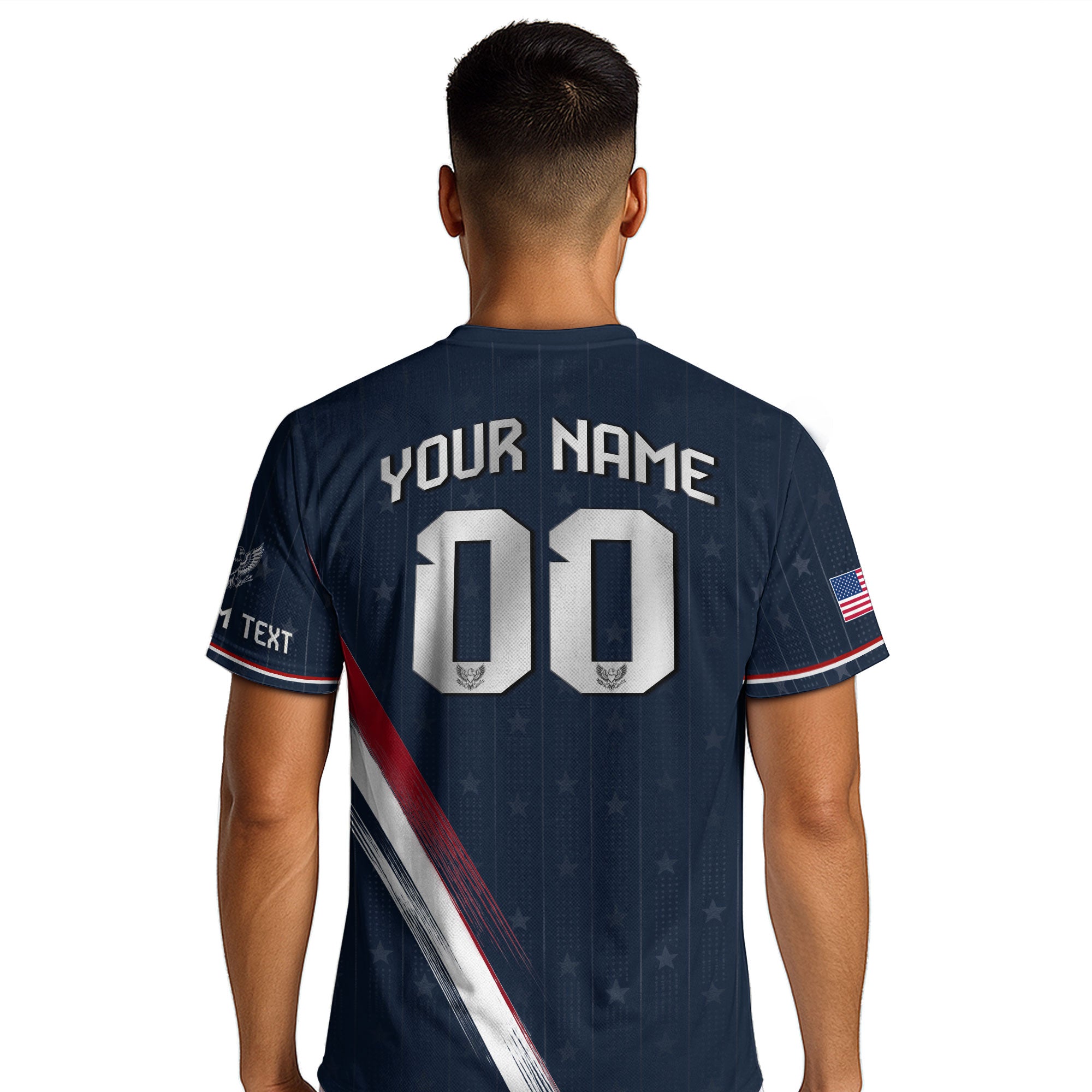 Custom Adult USA Soccer Jersey Navy Blue Patriotic American Eagle Team Football Shirt