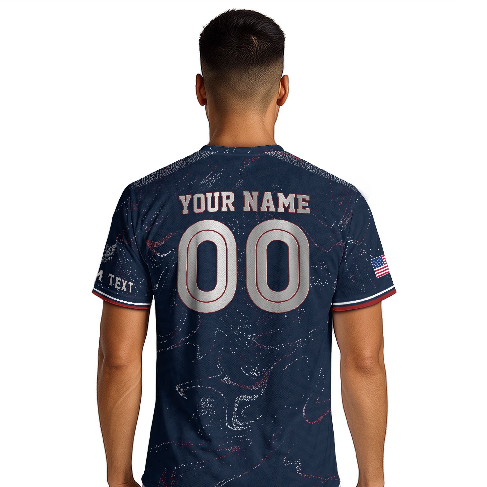 Custom Adult USA Soccer Jersey Navy Blue Patriotic American Flag Marble Football Shirt