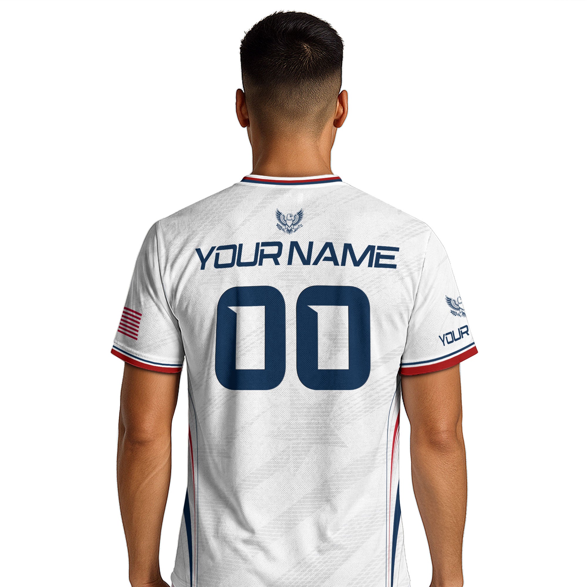 Custom White USA Soccer Jersey Personalized Adult Name Number Patriotic Sports Uniform