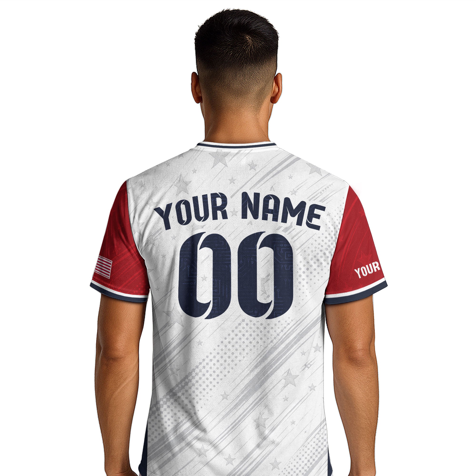Custom Adult White Soccer Jersey - Personalized Name & Number USA Patriotic Sportswear