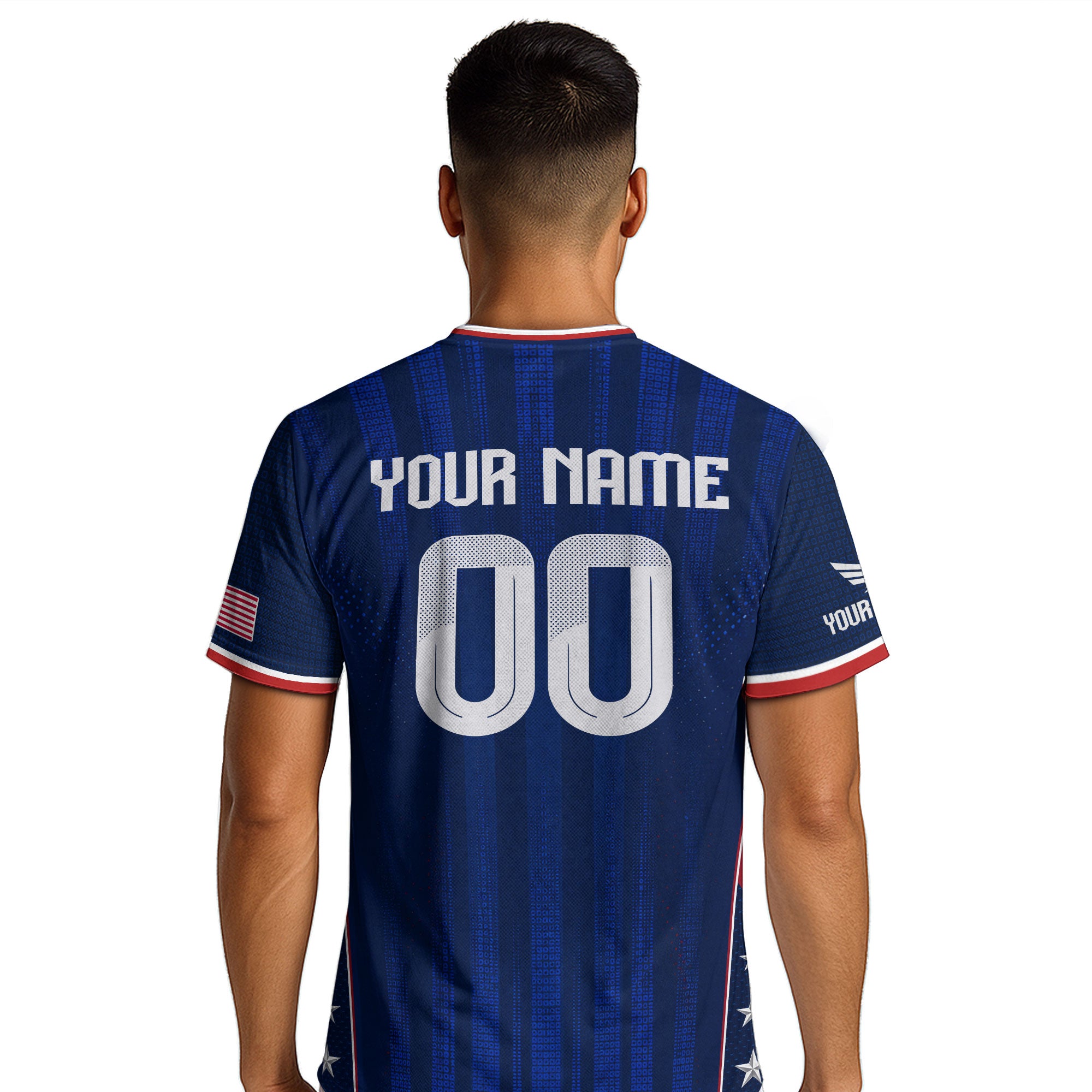 Custom Blue USA Soccer Jersey - Personalized Name & Number Patriotic Sports Shirt