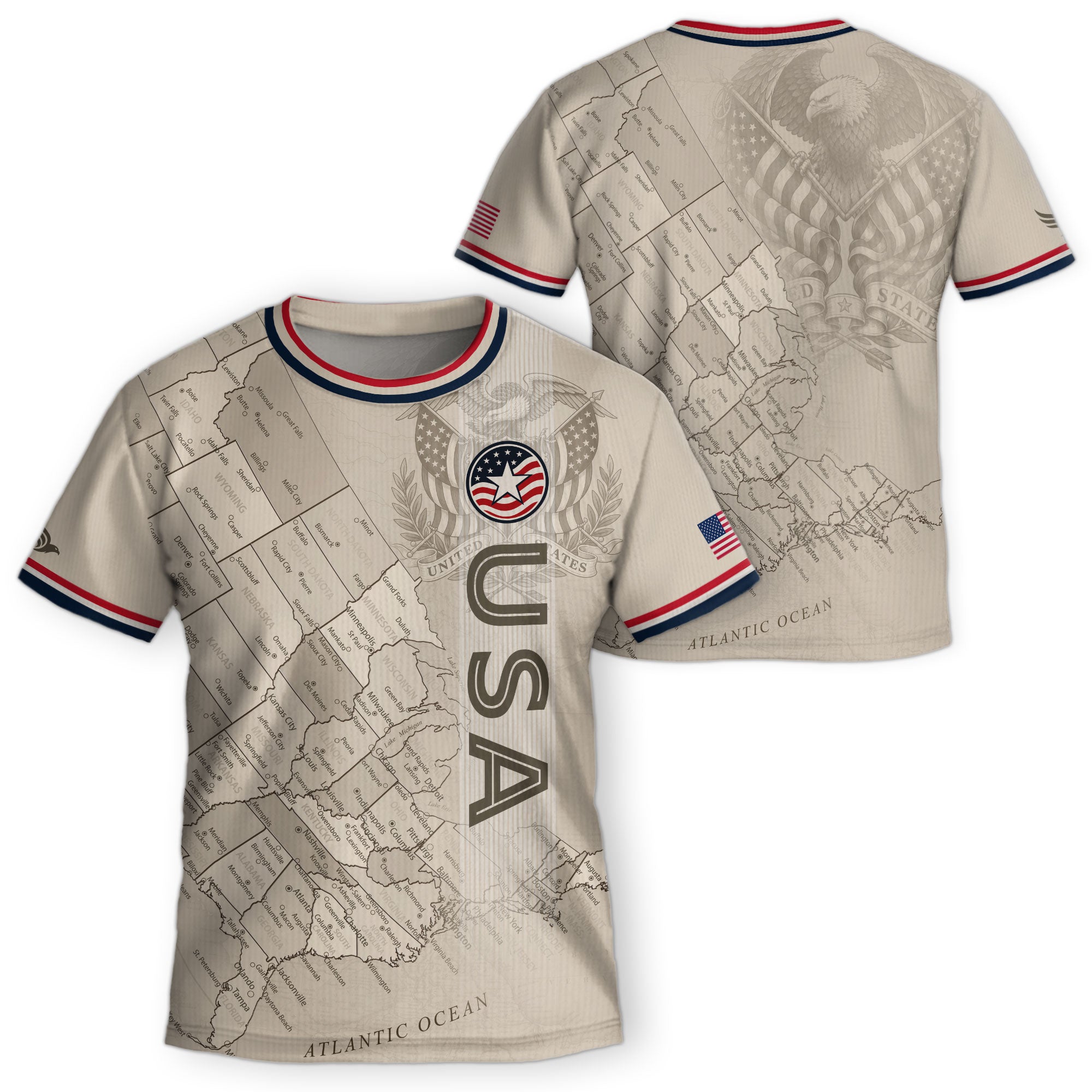 USA Kids Soccer Jersey Set Off White Map Graphic Youth Football Kit