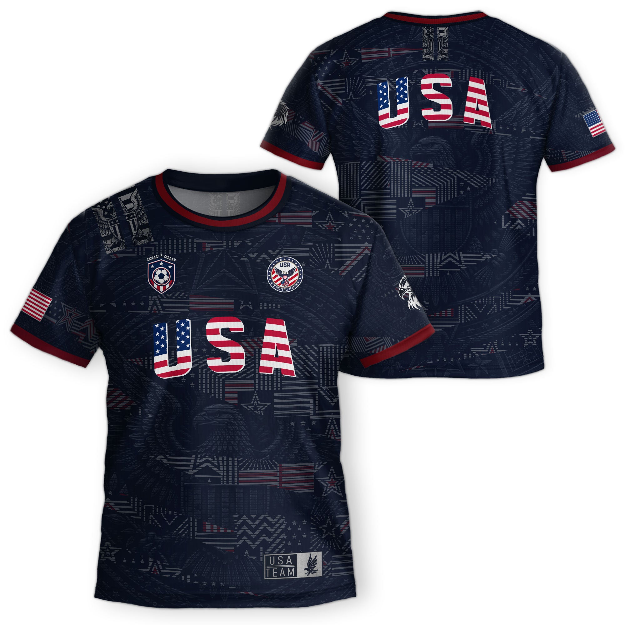 USA Kid Navy Soccer Jersey American Flag Eagle Football Shirt Graphic Youth