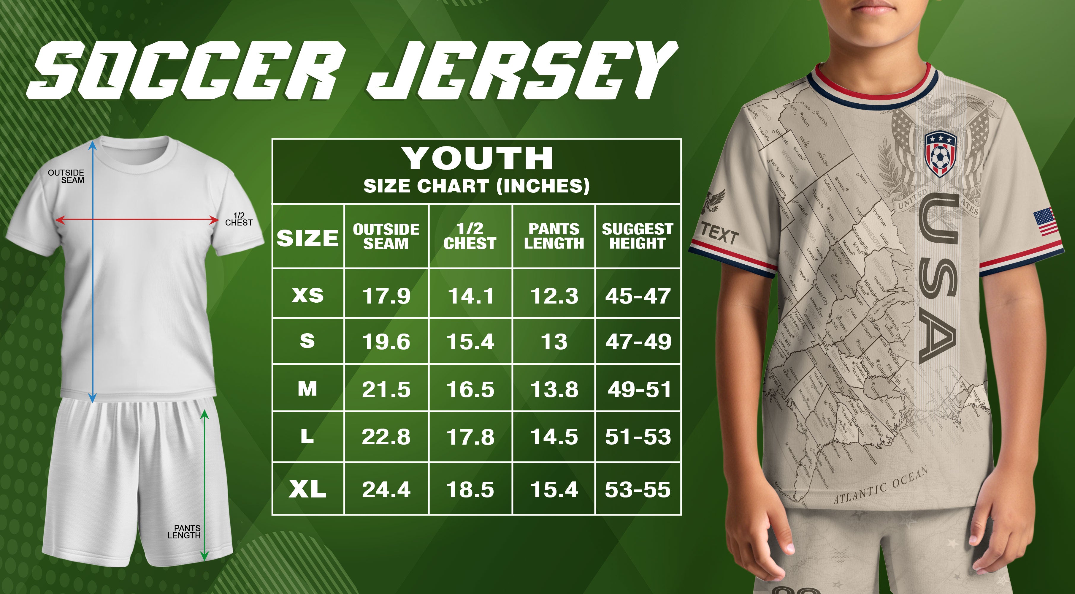 Custom Sand Beige USA Soccer Jersey and Shorts Set Kid Personalized Name and Number