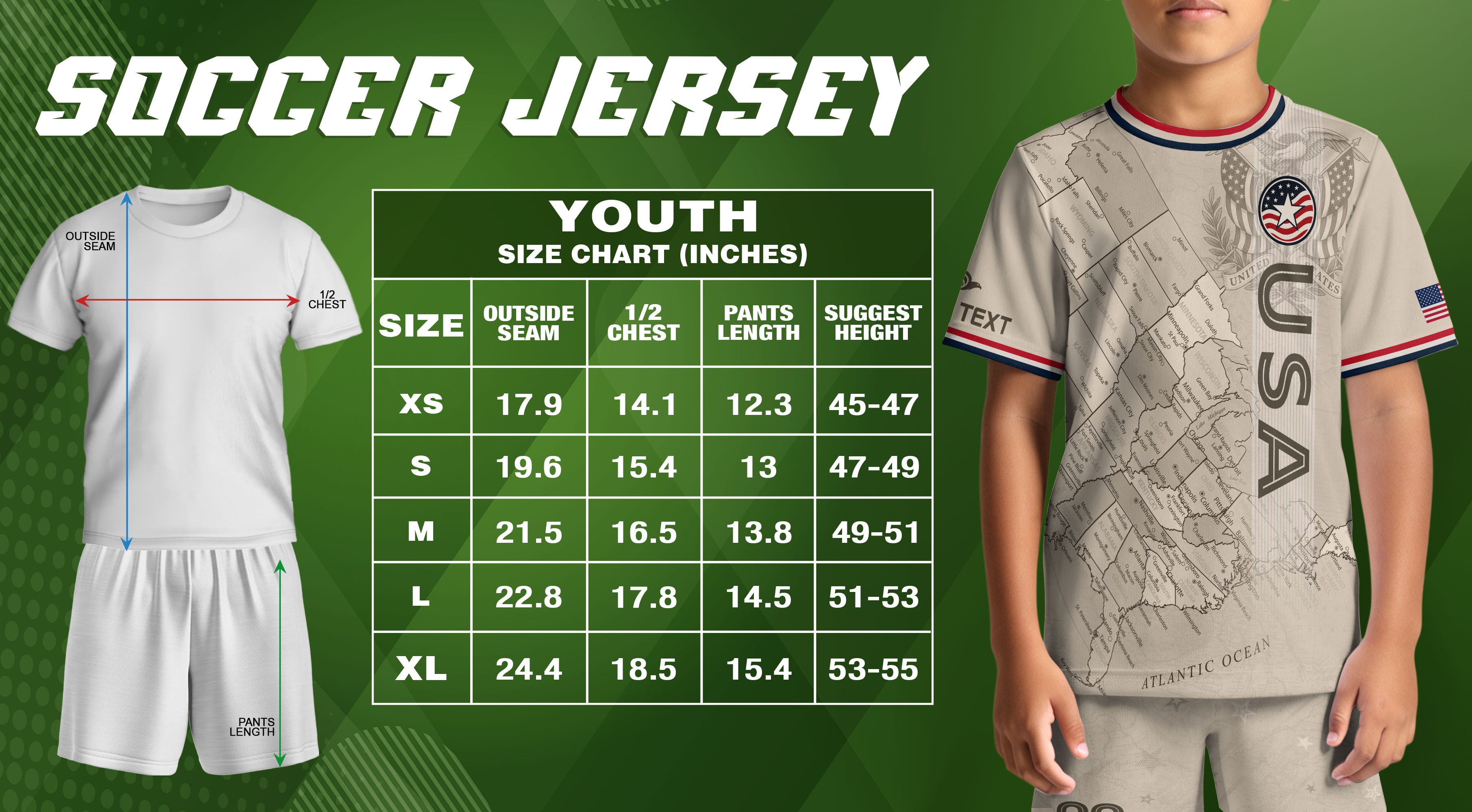 Custom Sand Beige USA Soccer Jersey and Shorts Set Kid Personalized Name and Number