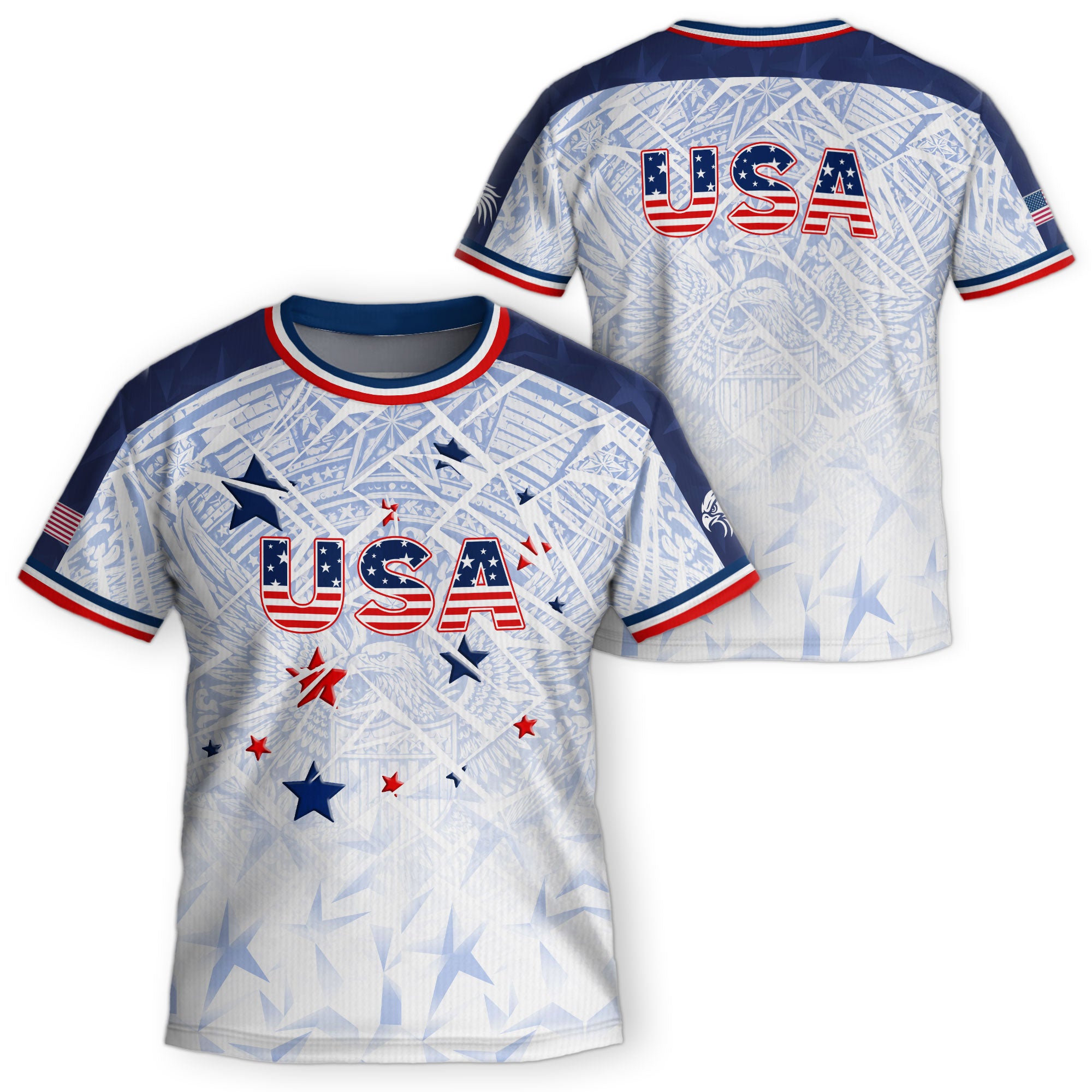 USA Patriotic Kids Soccer Jersey American Flag Youth Football Shirt Independence Day