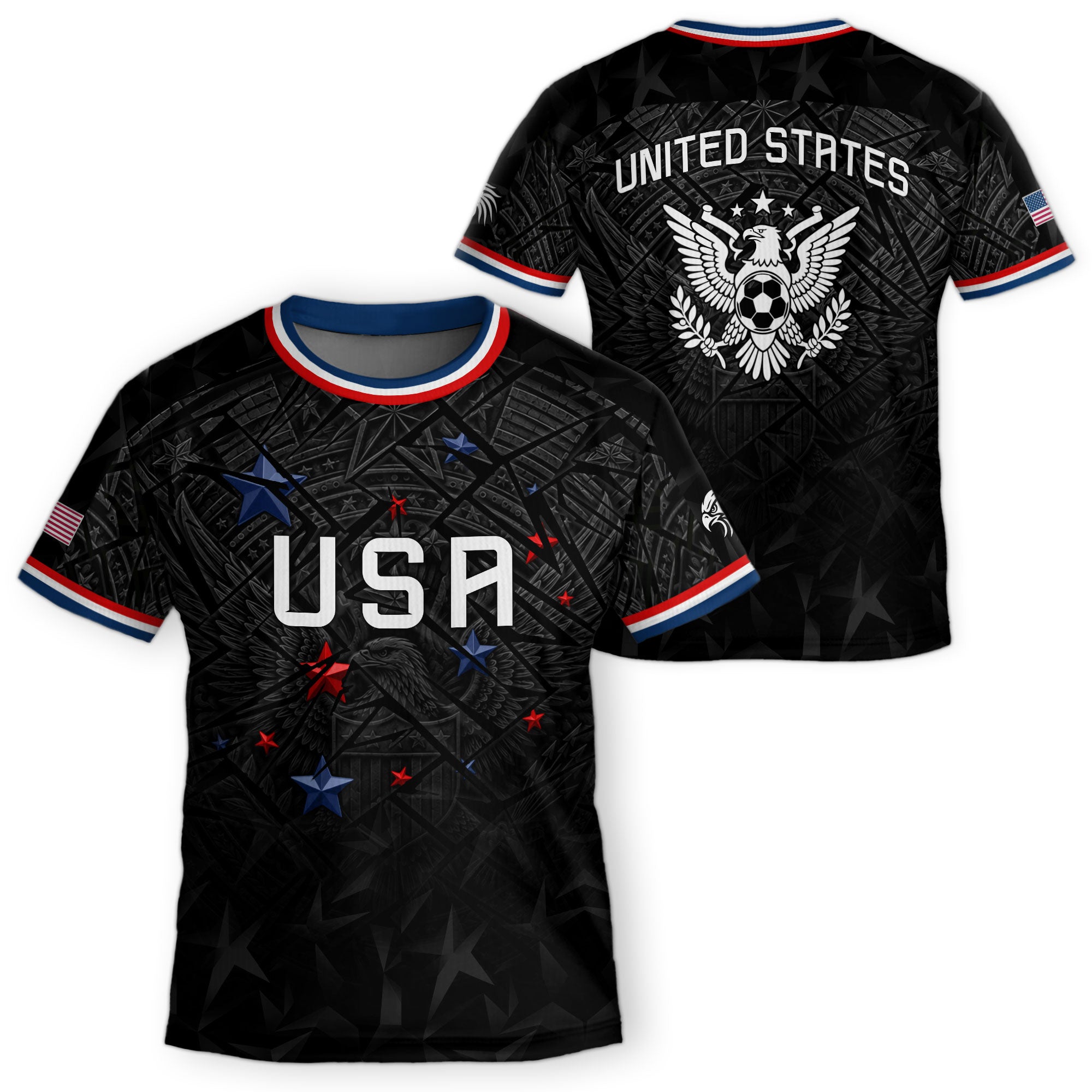 USA Patriotic Kids Soccer Jersey Eagle American Flag Youth Football Shirt for Kids