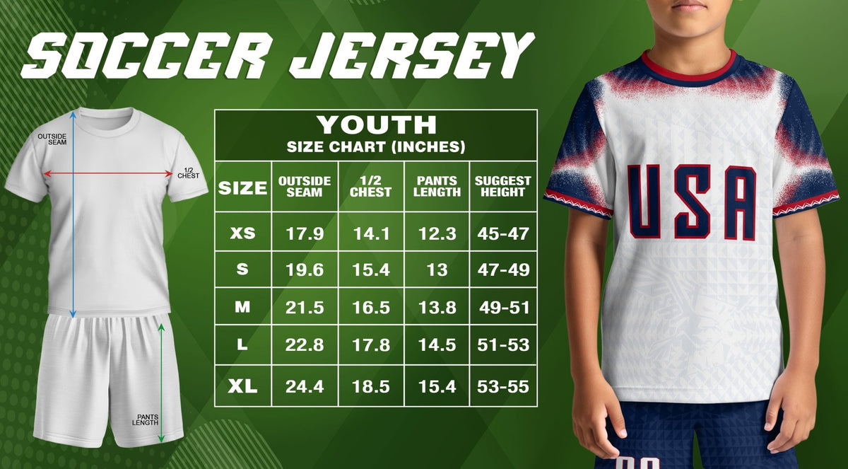 Personalized Name Number USA Soccer Jersey White American Flag Eagle Football Shirt Youth - Rust Field Wear