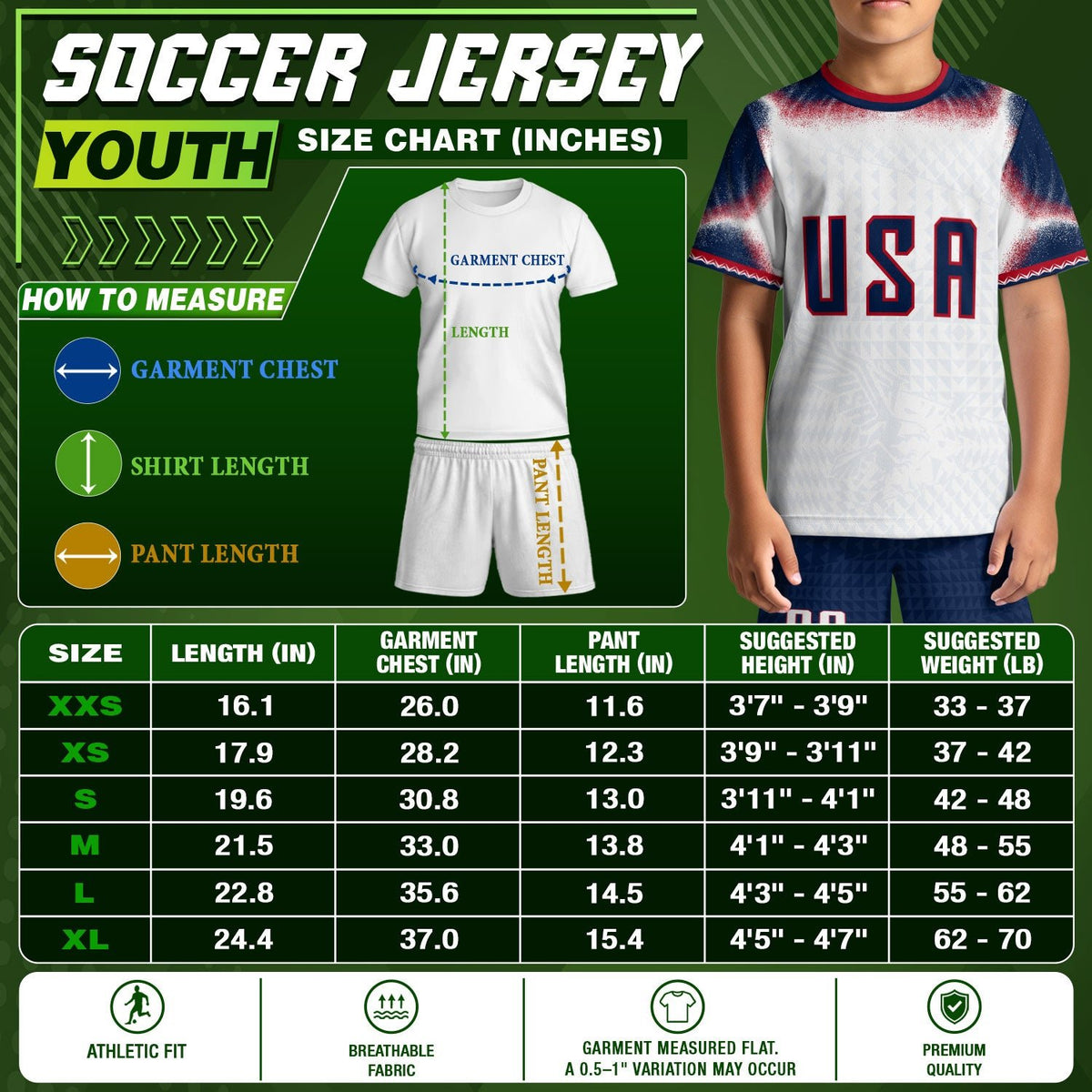 Personalized Name Number USA Soccer Jersey White American Flag Eagle Football Shirt Youth - Rust Field Wear
