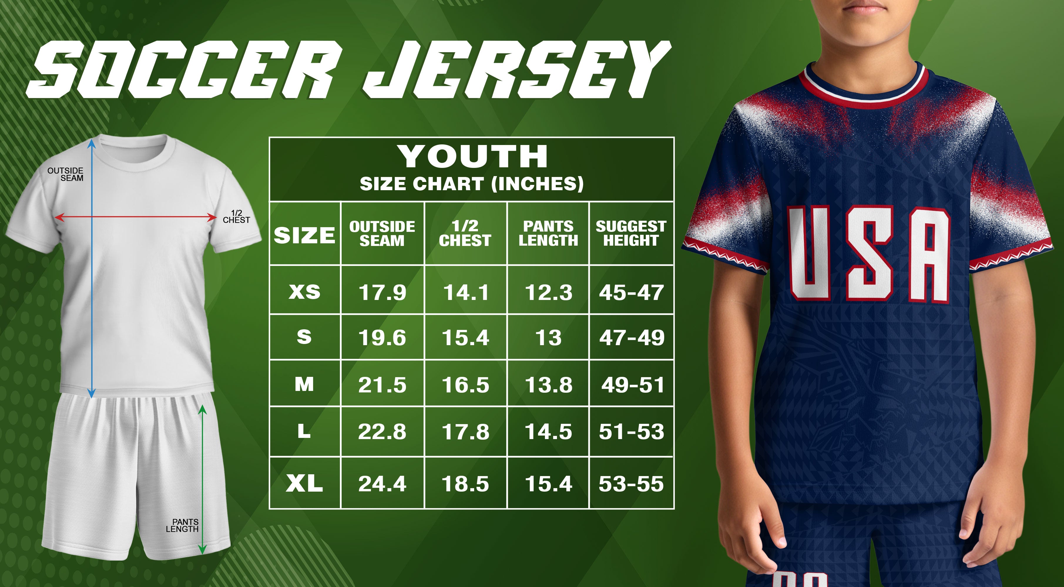 Custom Name Number Youth USA Soccer Jersey Navy Red Eagle Patriotic Football Jersey Kids