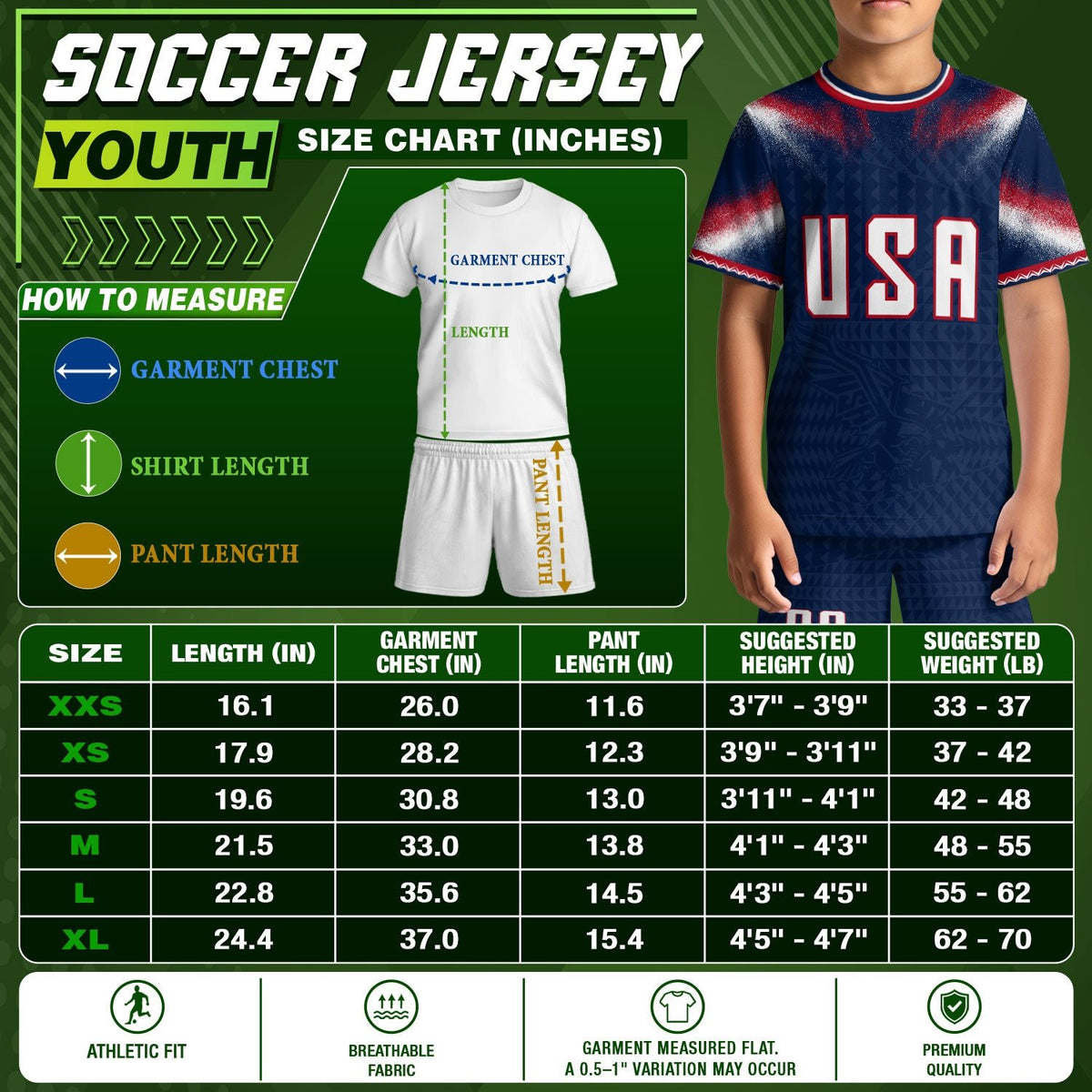 Custom Name Number Youth USA Soccer Jersey Navy Red Eagle Patriotic Football Jersey Kids - Rust Field Wear