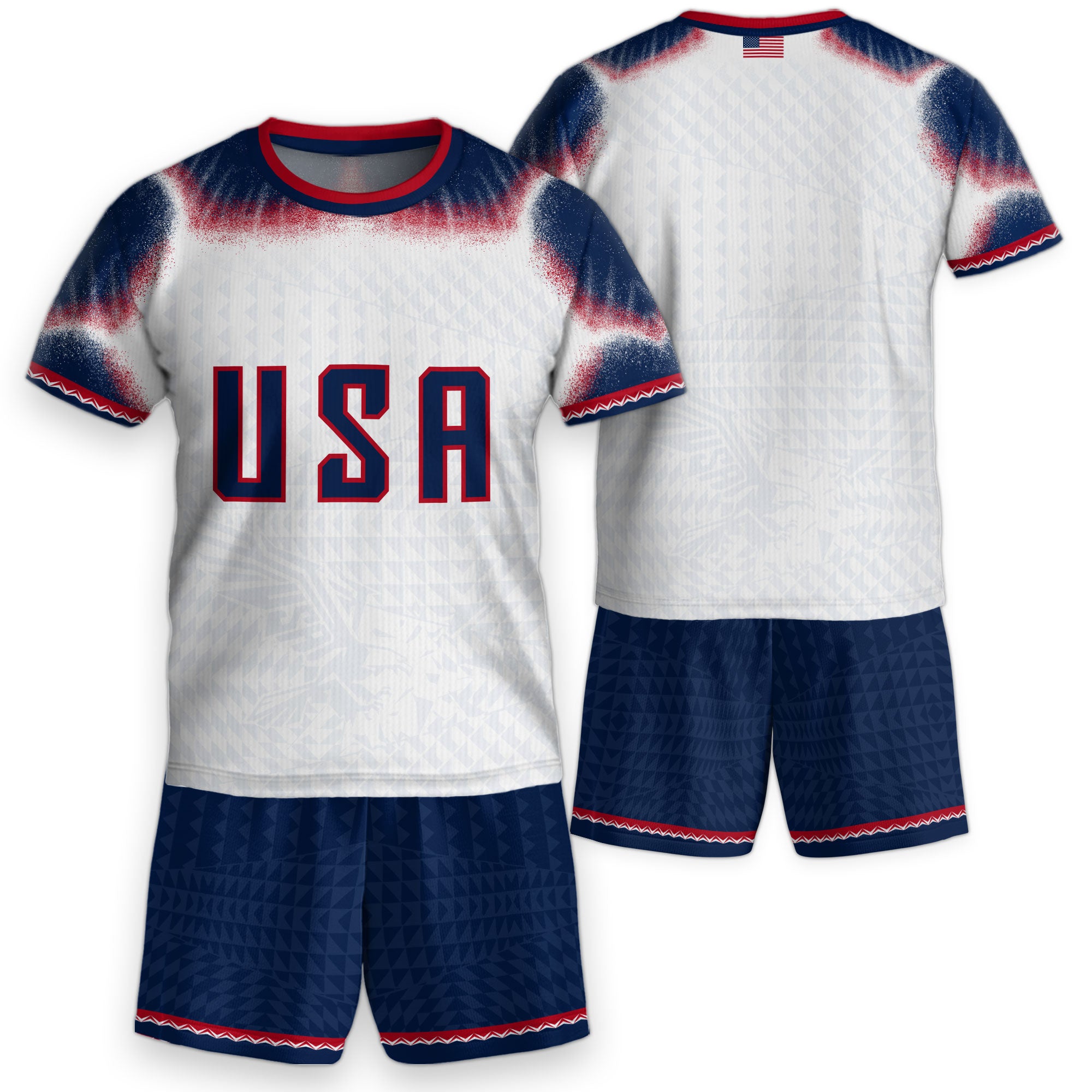 Kids USA Soccer Jersey White Youth Red Blue Patriotic Football Tee Shirt