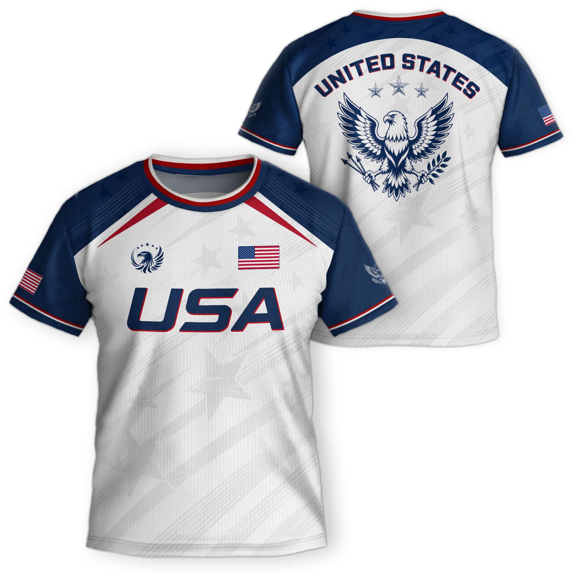 Kids USA Soccer Jersey White Youth Patriotic American Flag Eagle Football Tee Shirt