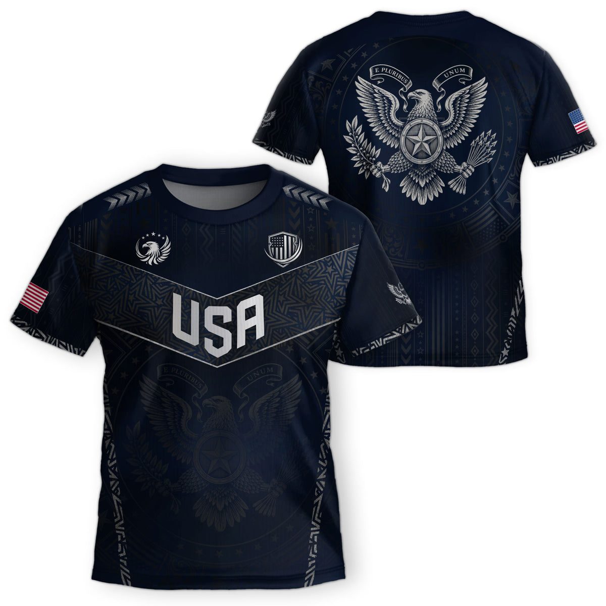 Kids' Blue USA Soccer Jersey Patriotic Eagle Graphic Print Breathable Fan Shirt - Rust Field Wear