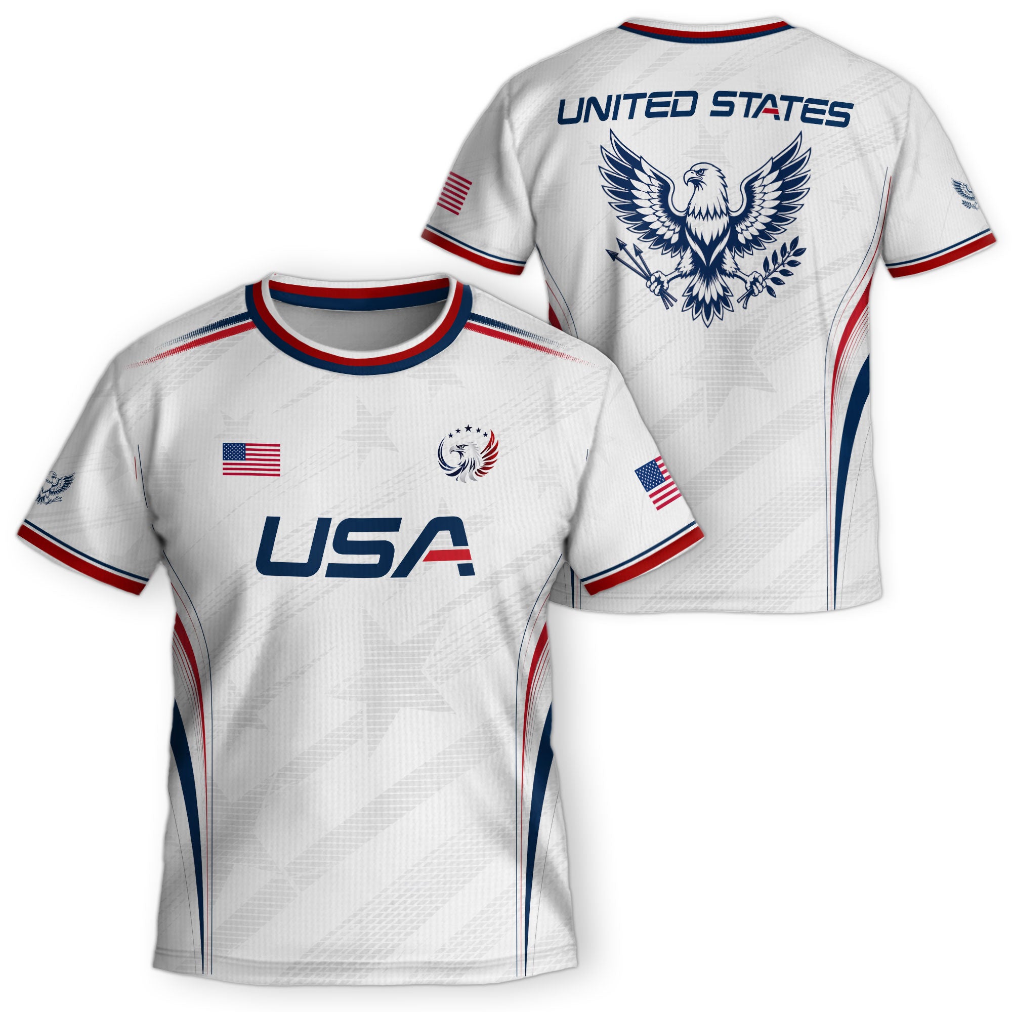 Kids' White USA Soccer Jersey Patriotic Eagle Graphic Print Breathable Fan Apparel