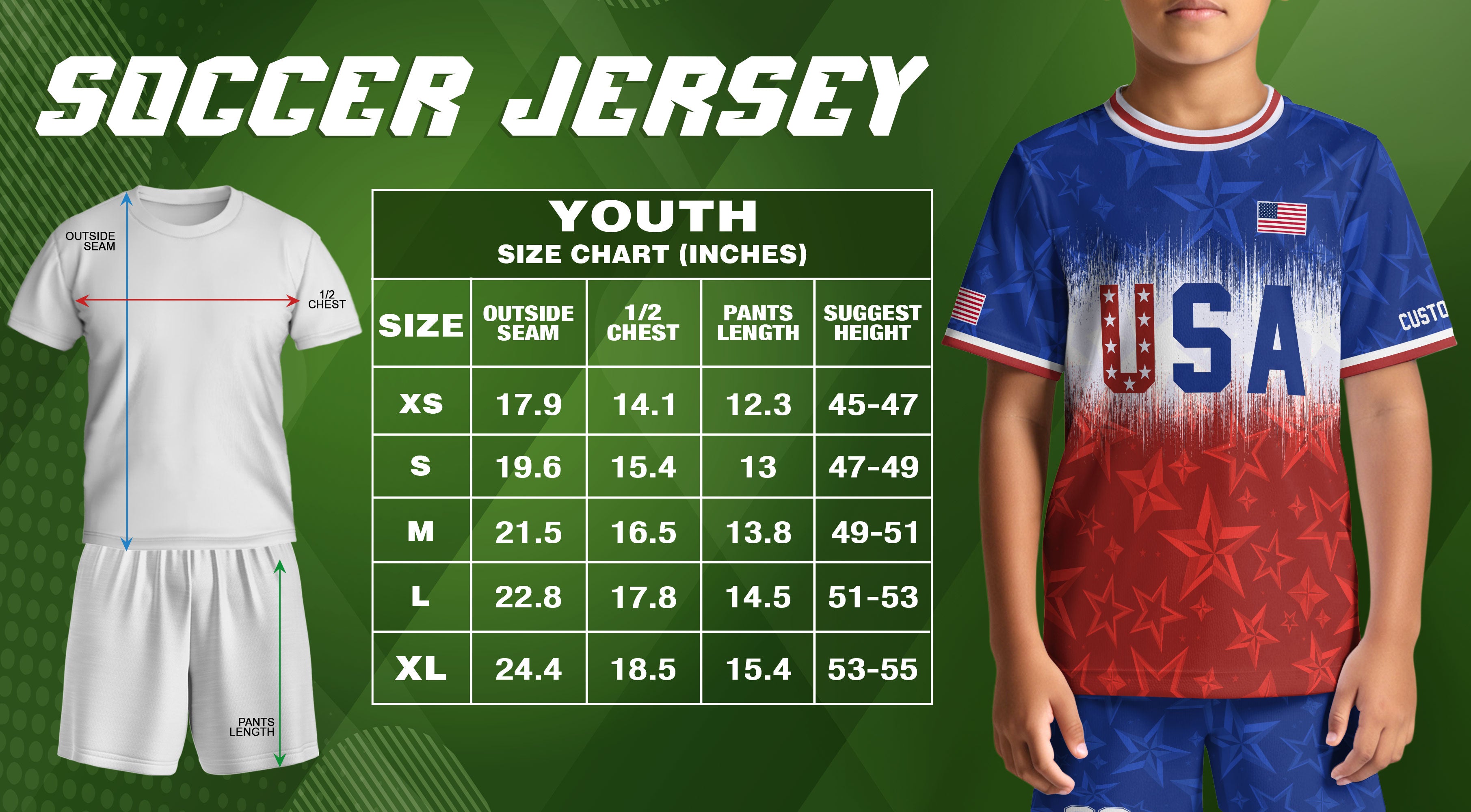 Youth Custom USA Soccer Jersey Heritage Collection Red Star Graphic Personalized Shirt