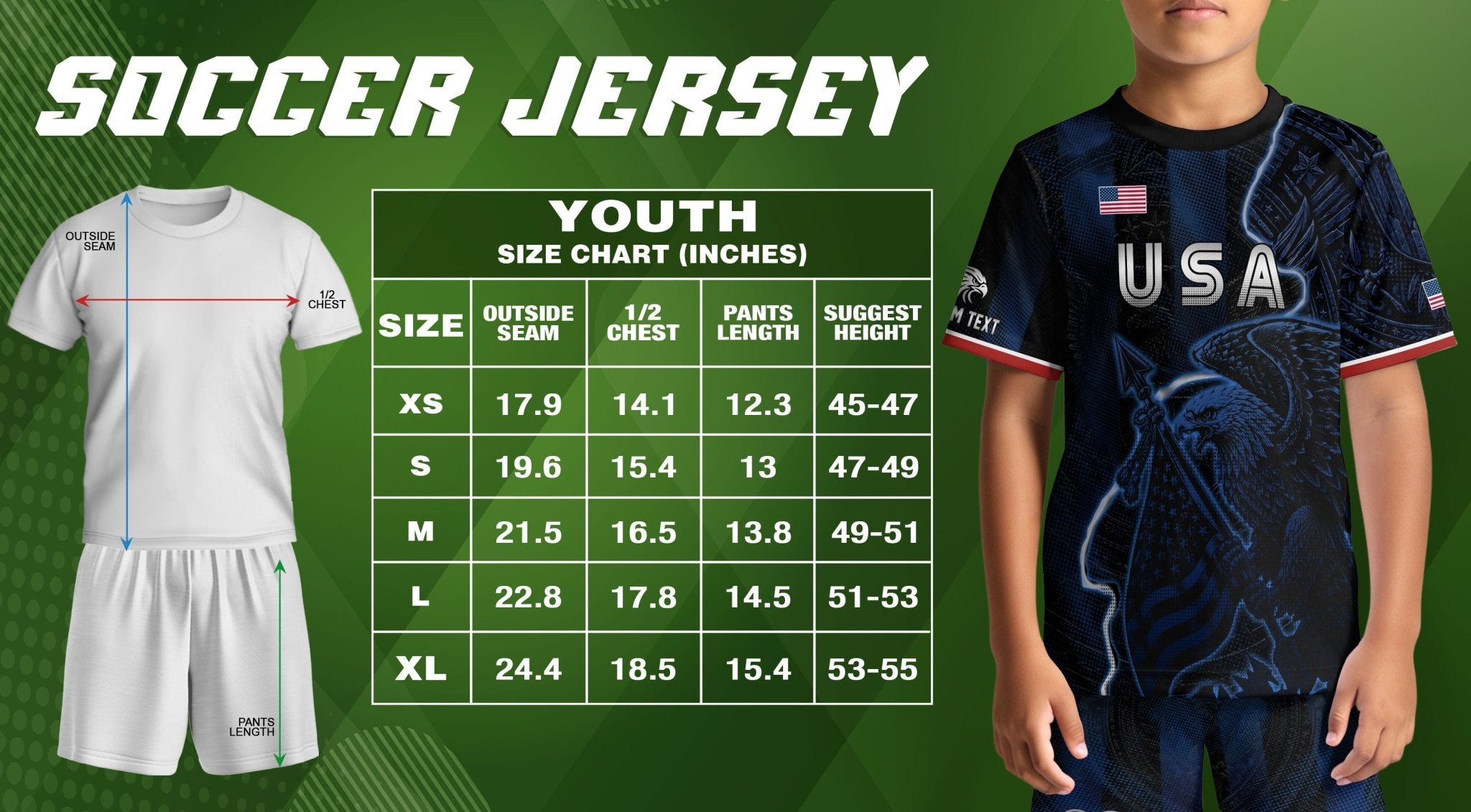 Custom Kids USA Soccer Jersey Navy Personalized Youth Patriotic Football Shirt - Rust Field Wear