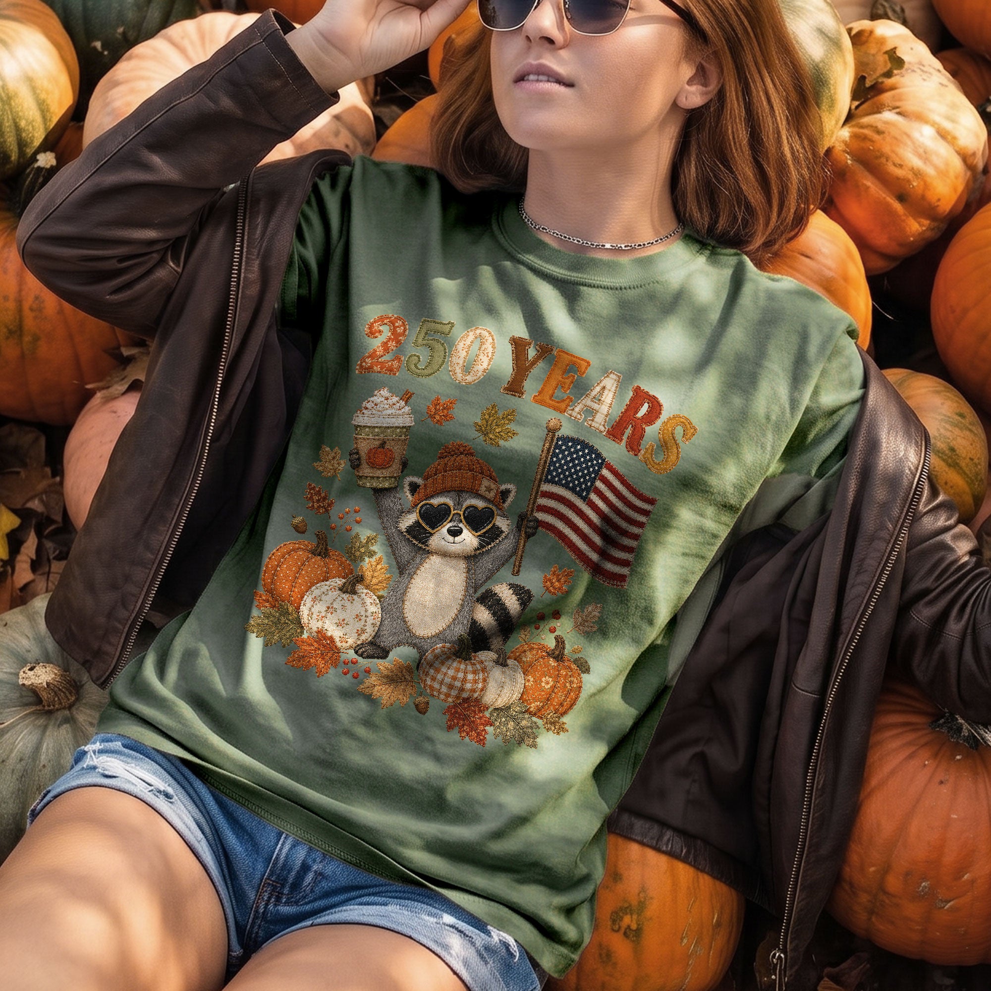 Vintage Style Raccoon 250 Years Fall Shirt: Cozy Pumpkin Autumn Seasonal Graphic Tee