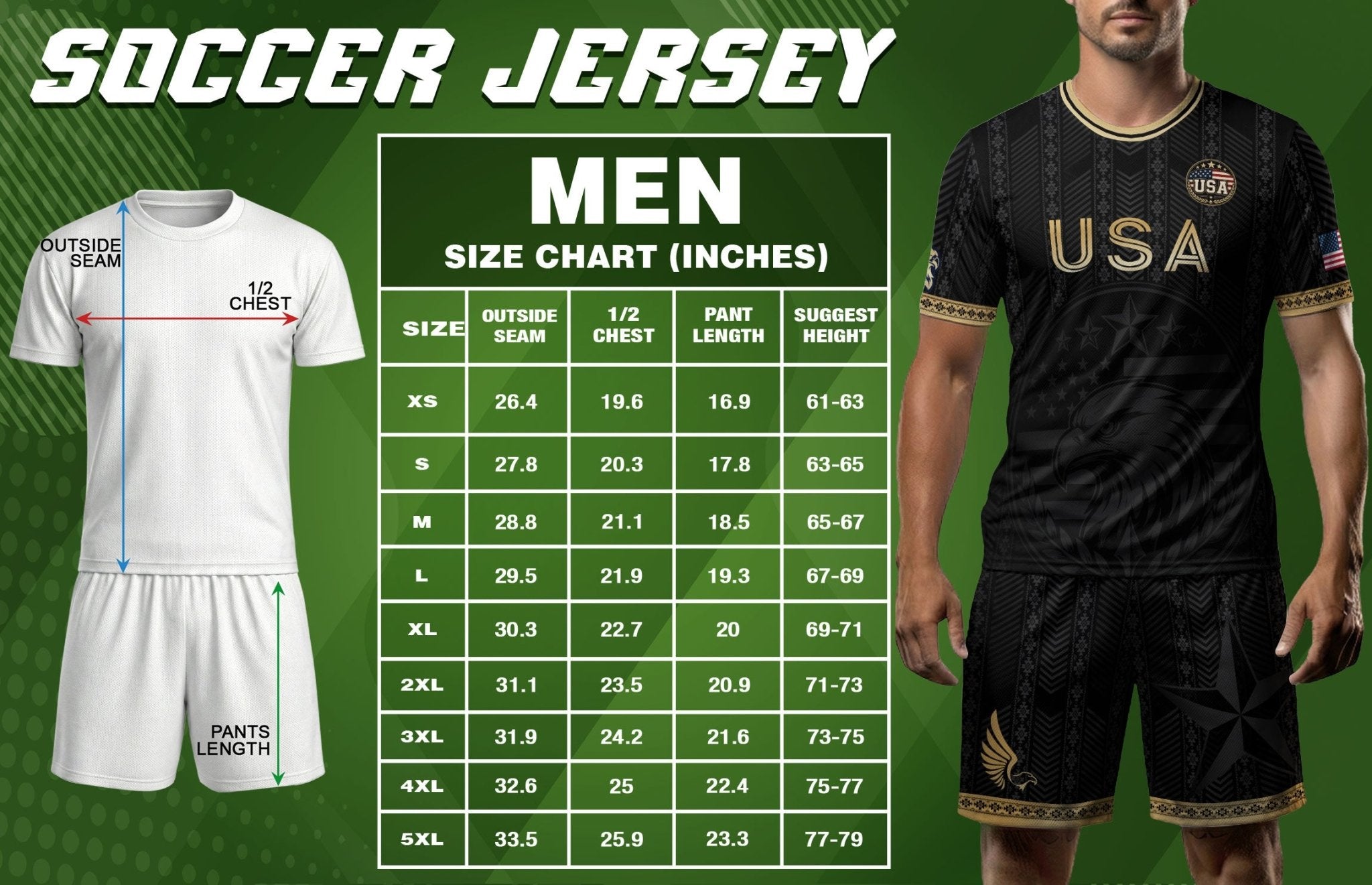 Elite Black Adult Soccer Jersey Edition Eagle Emblem Patriotic Athletic Sport Top - Rust Field Wear