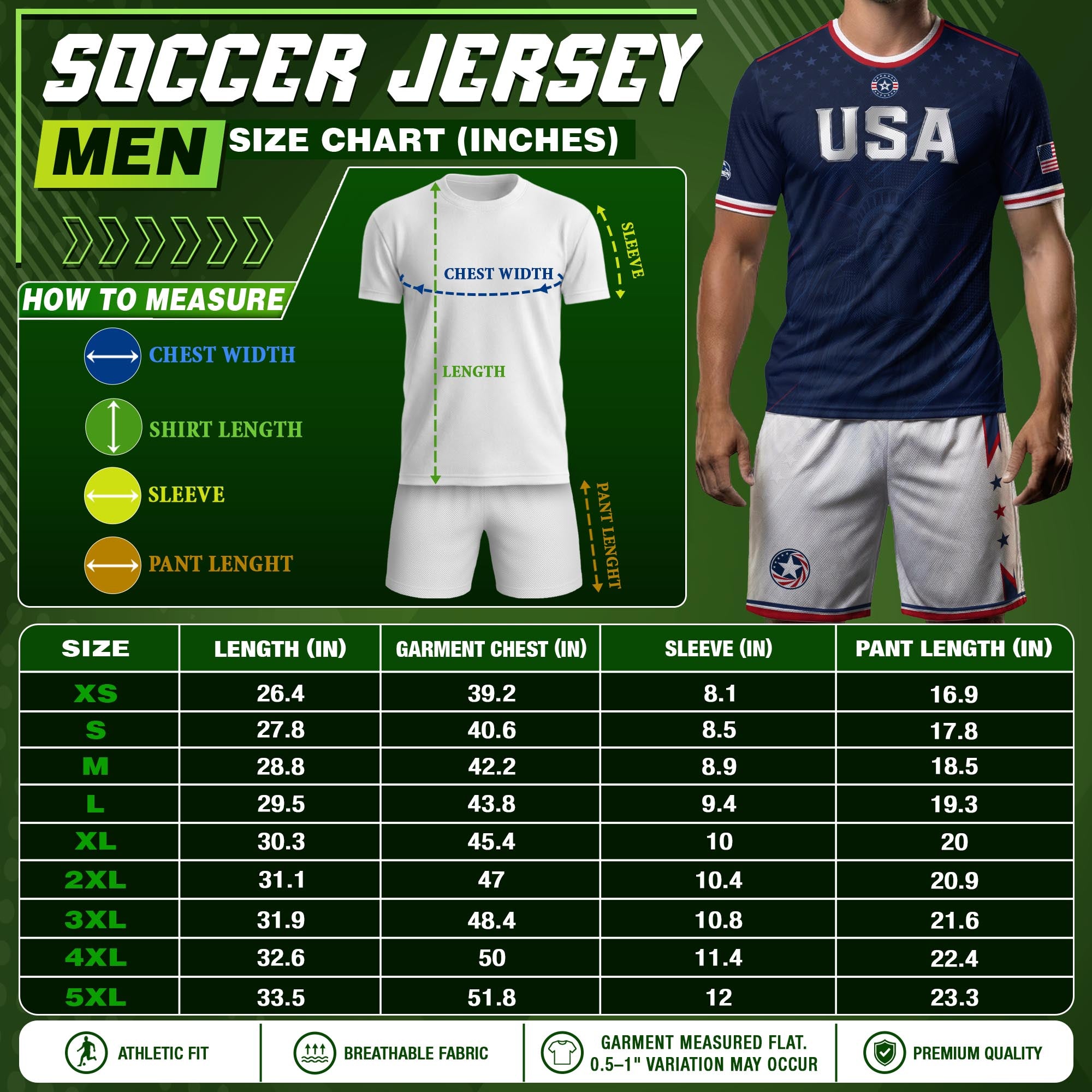 Navy USA Soccer Jersey Men Patriotic United States Football Shirt Silver USA Text Gift
