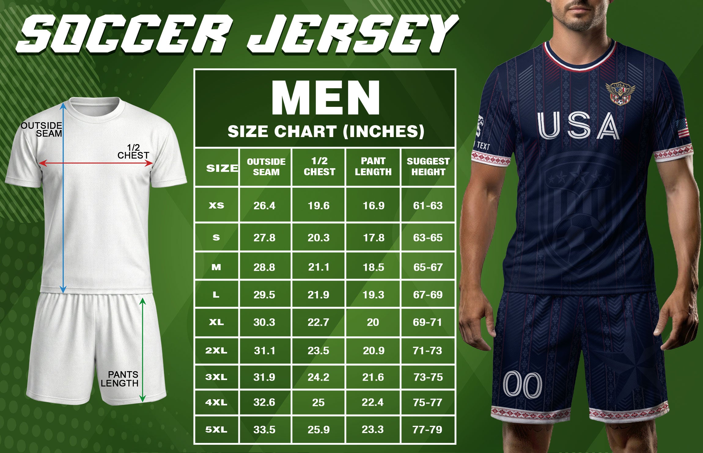 Men Athletic Sport T Shirt Outfits Personalized Custom Name USA Soccer Jersey