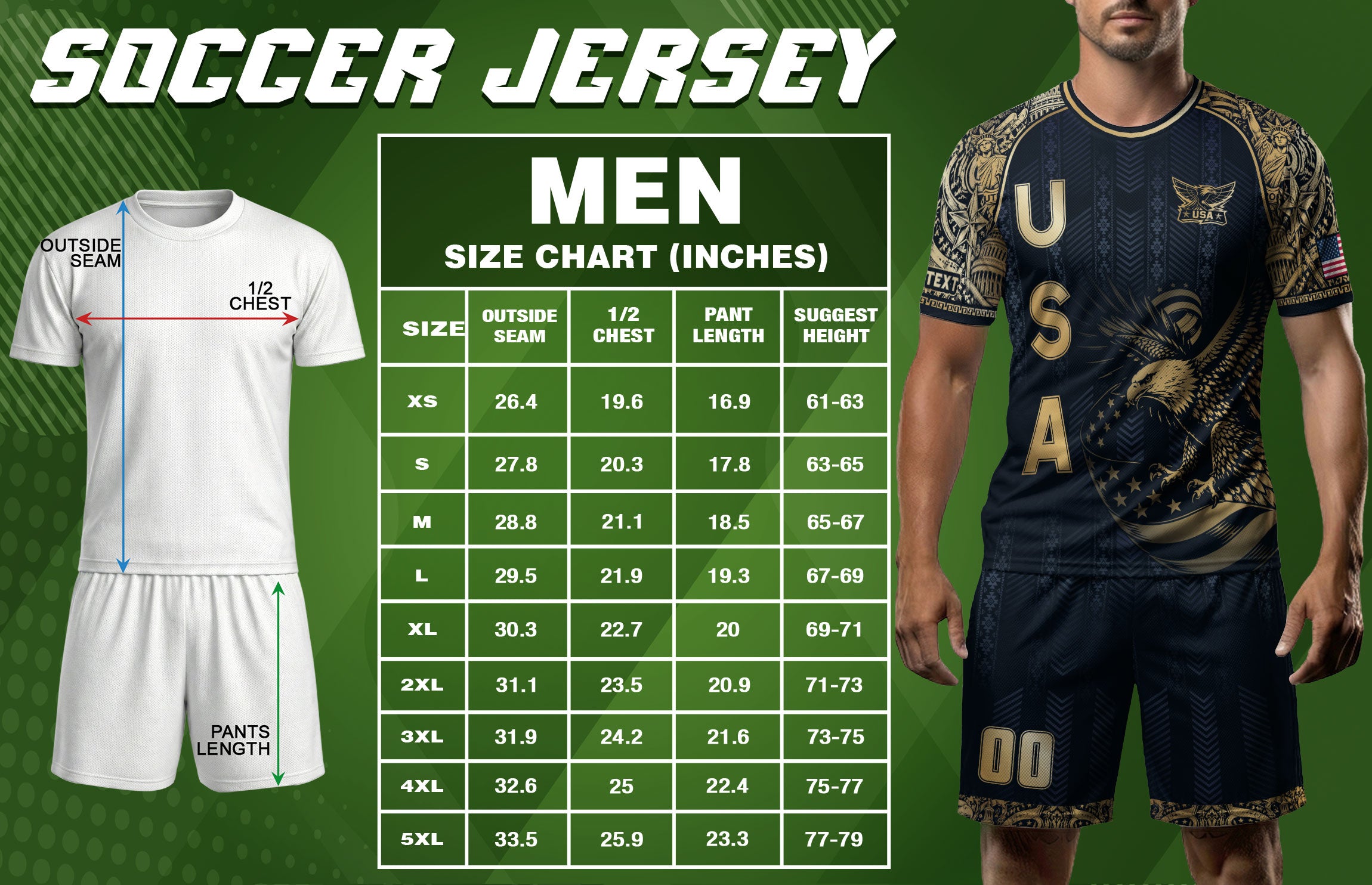 USA Eagle Soccer Jersey Style Adult Shirts Custom Name Number Personalized Activewear