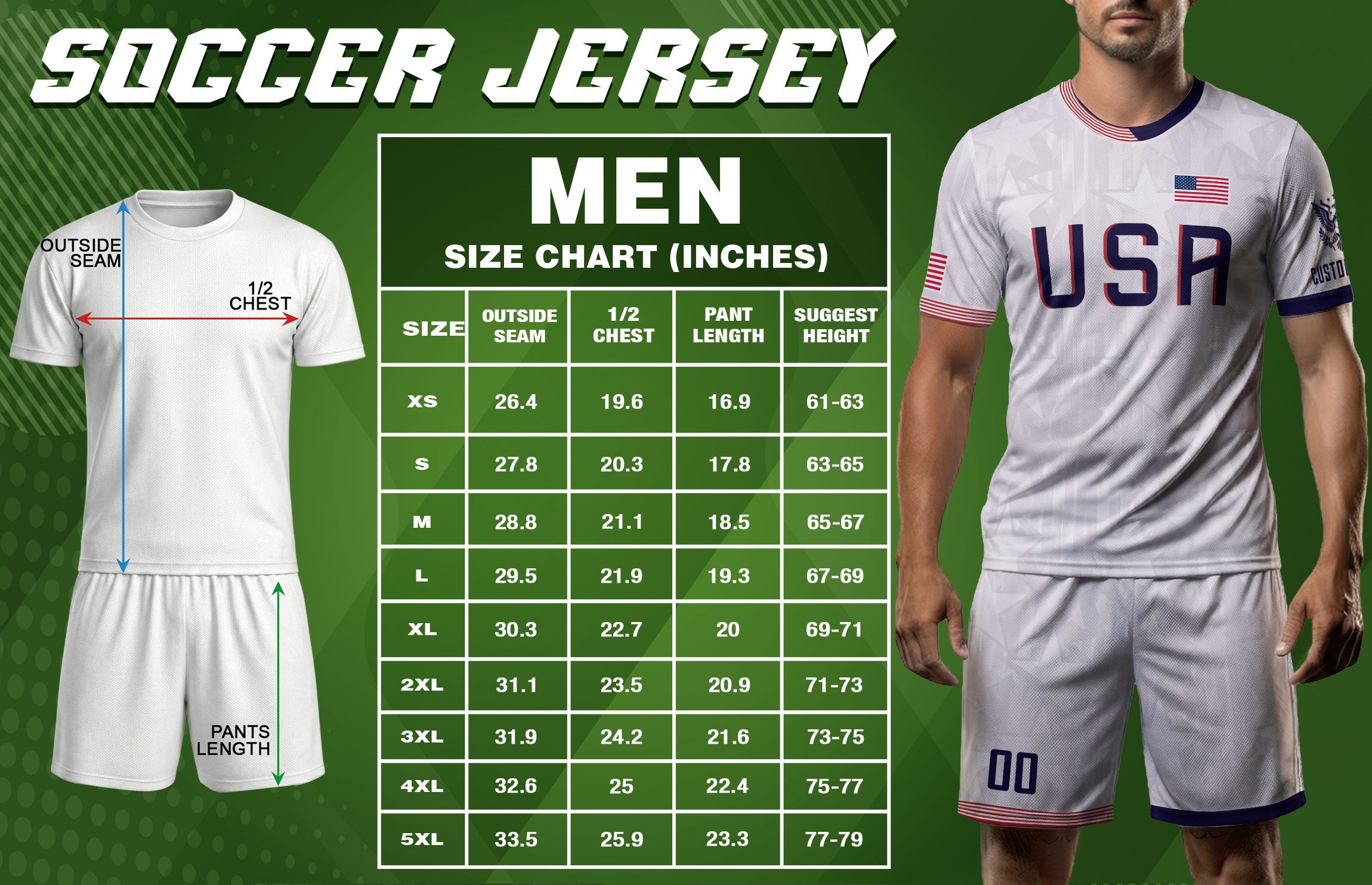 Personalized USA Soccer Jersey White Custom Name Number Patriotic Outdoor Sportswear