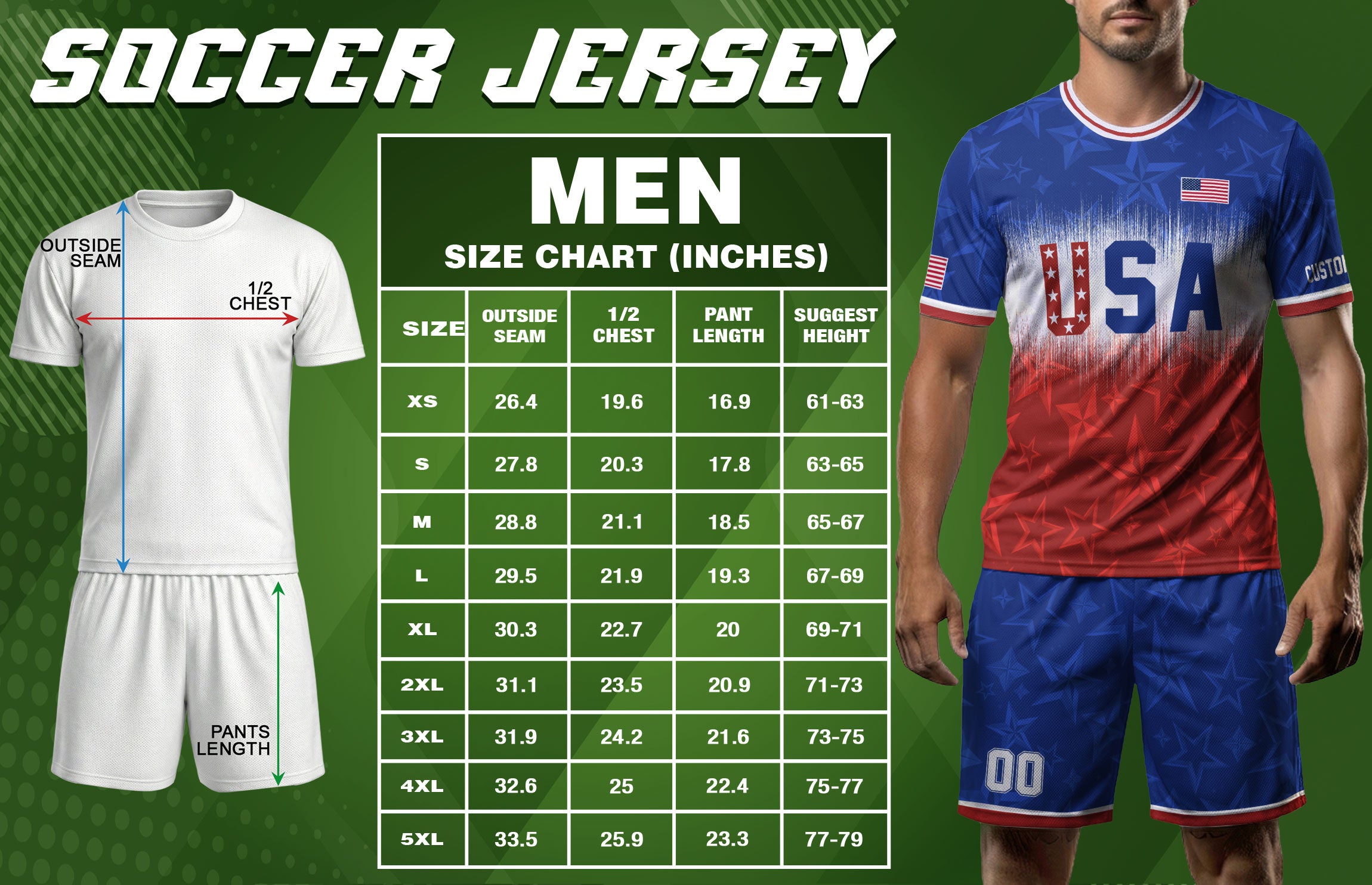 Customized USA Soccer Jersey Crewneck Ombre Stars Patriotic Graphic Tee Athletic Top