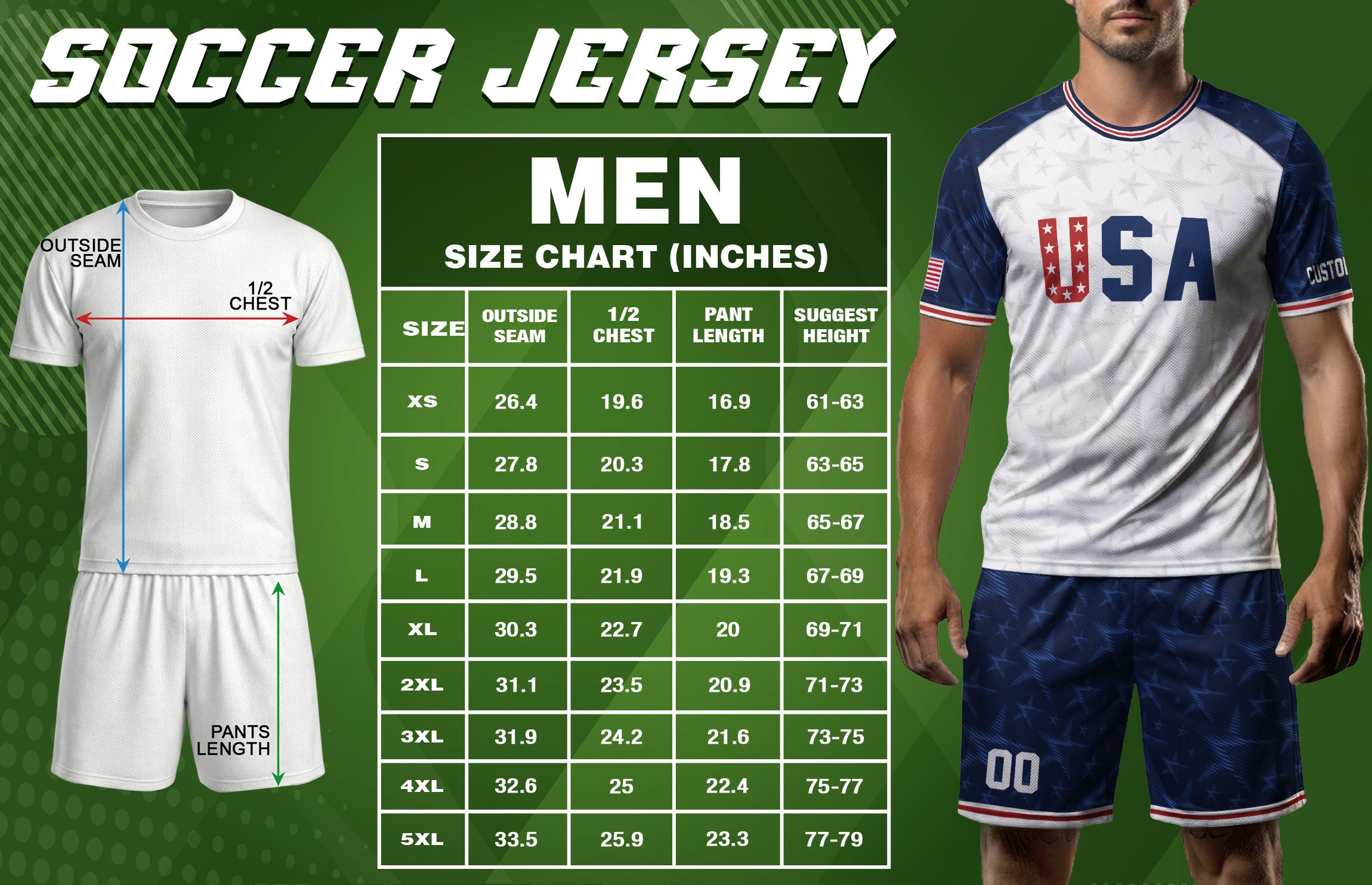 Personalized USA Soccer Jersey Custom Name Number Patriotic Outdoor Sportswear Clothing