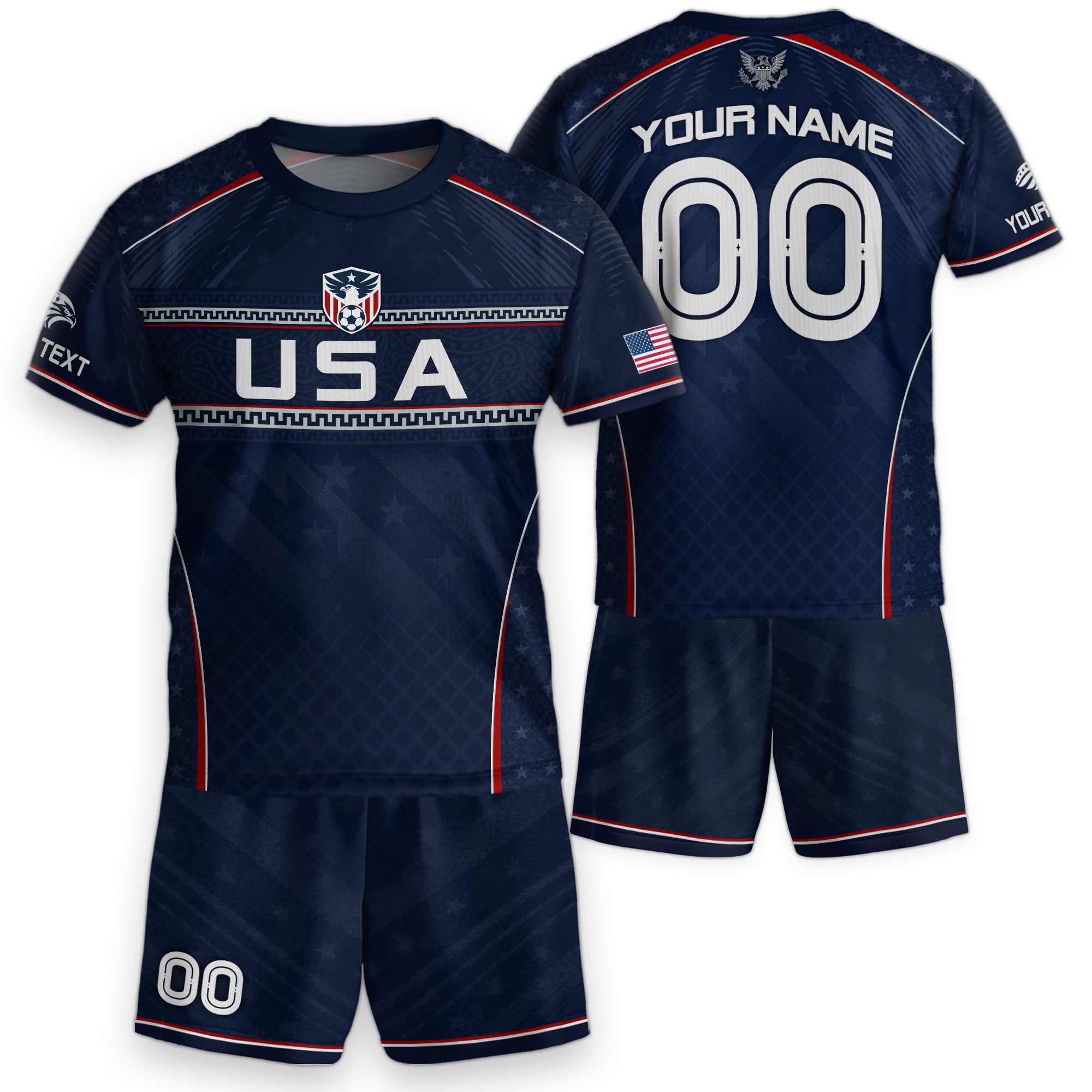 Custom Dark Navy USA Soccer Uniform Personalized Name Number For Kid
