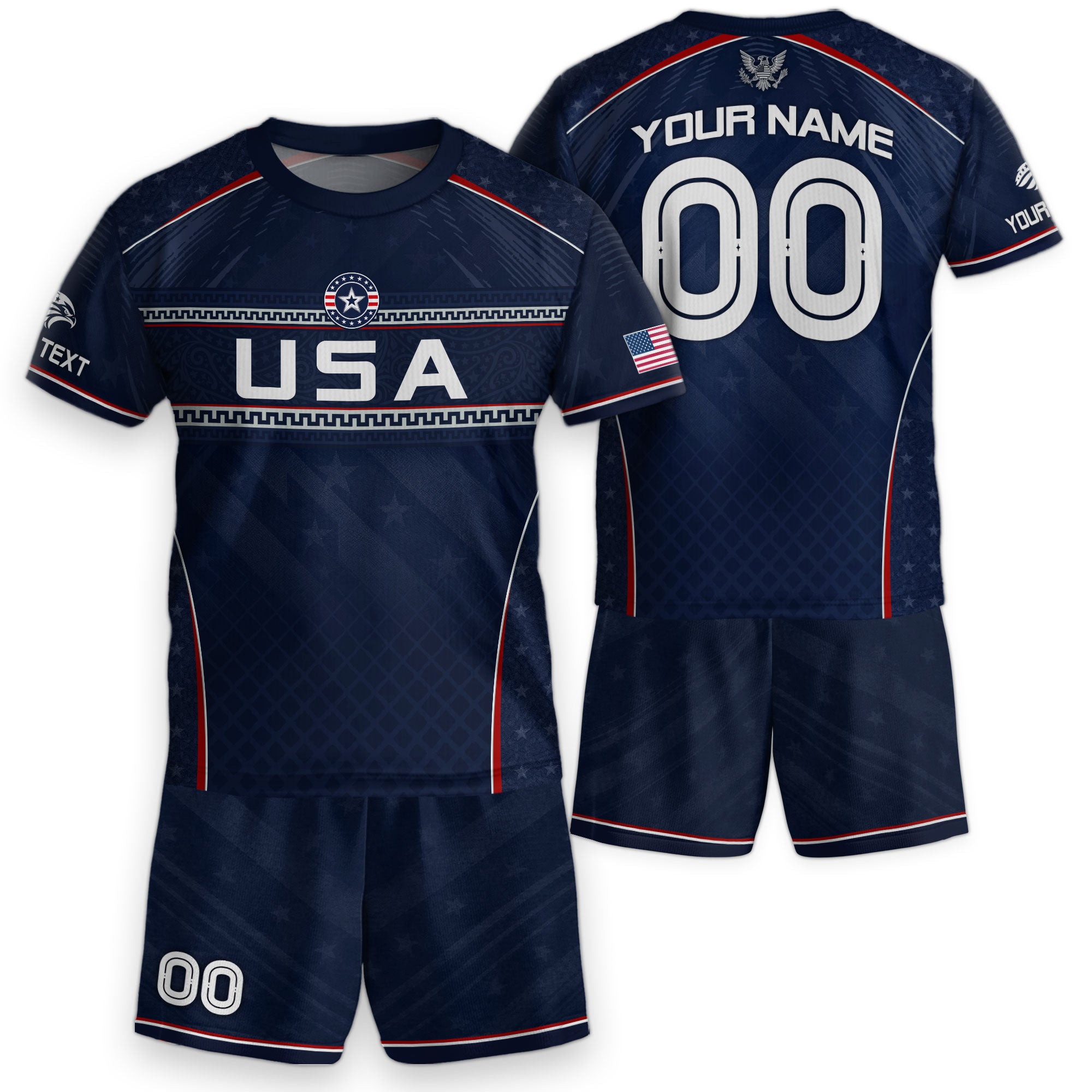 Custom Dark Navy USA Soccer Uniform Personalized Name Number For Kid