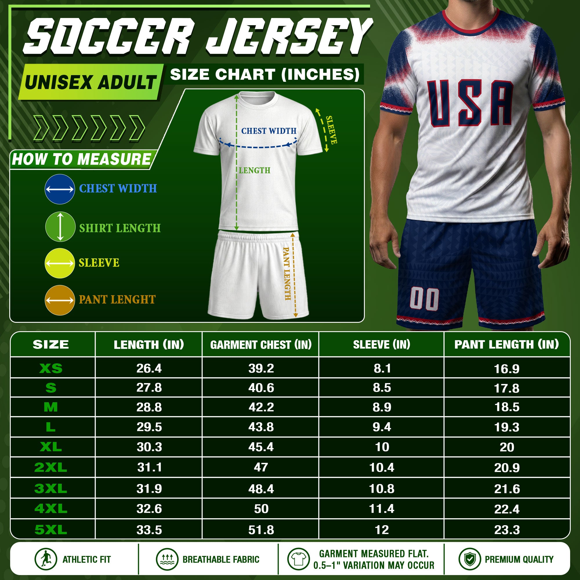 USA Soccer Jersey Men White Red Blue Star Pattern Soccer T-Shirt Sportswear Gift