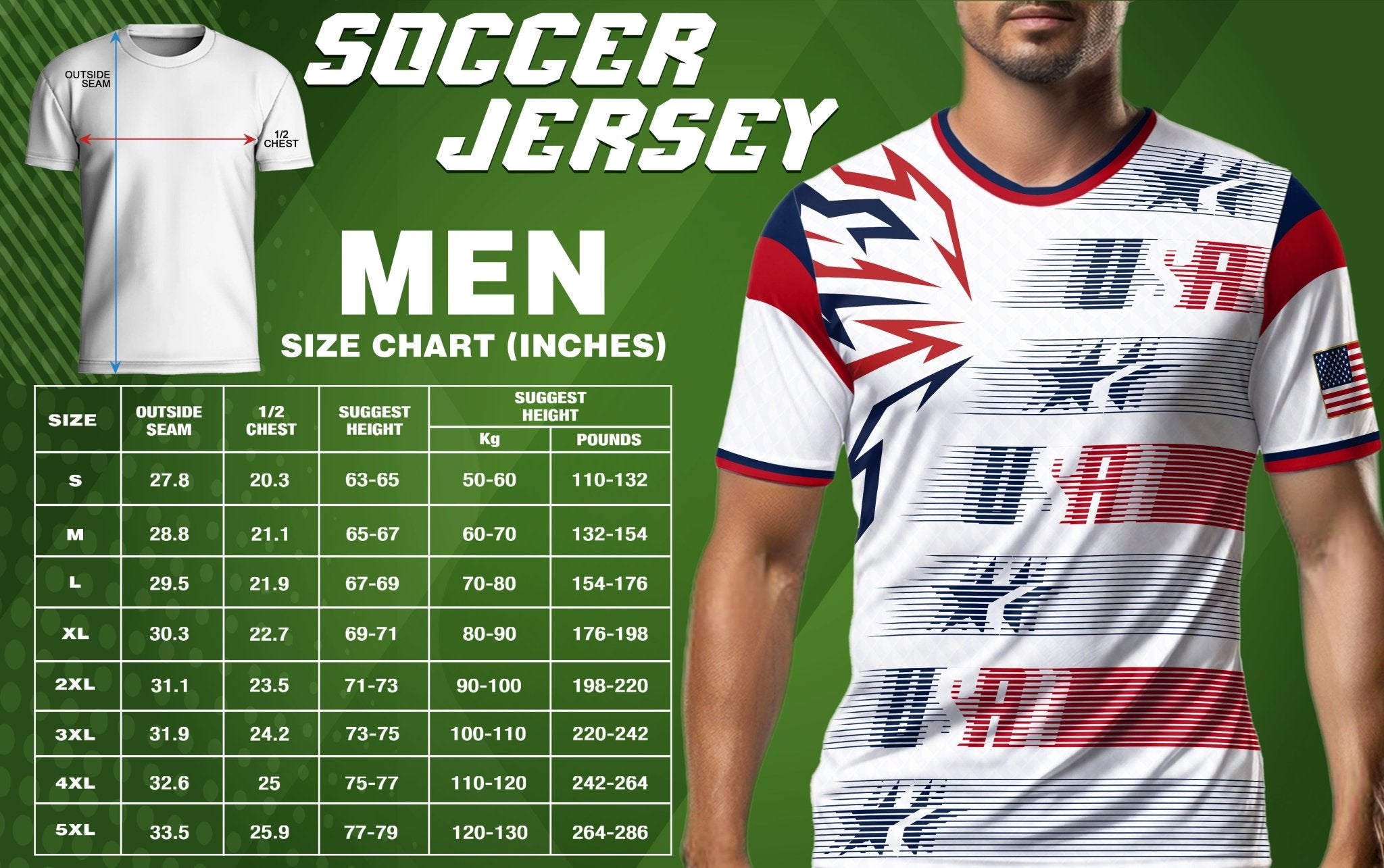 USA Soccer Jersey Men White Navy Red Flag Graphic Football Shirt Retro Fan Wear - Rust Field Wear