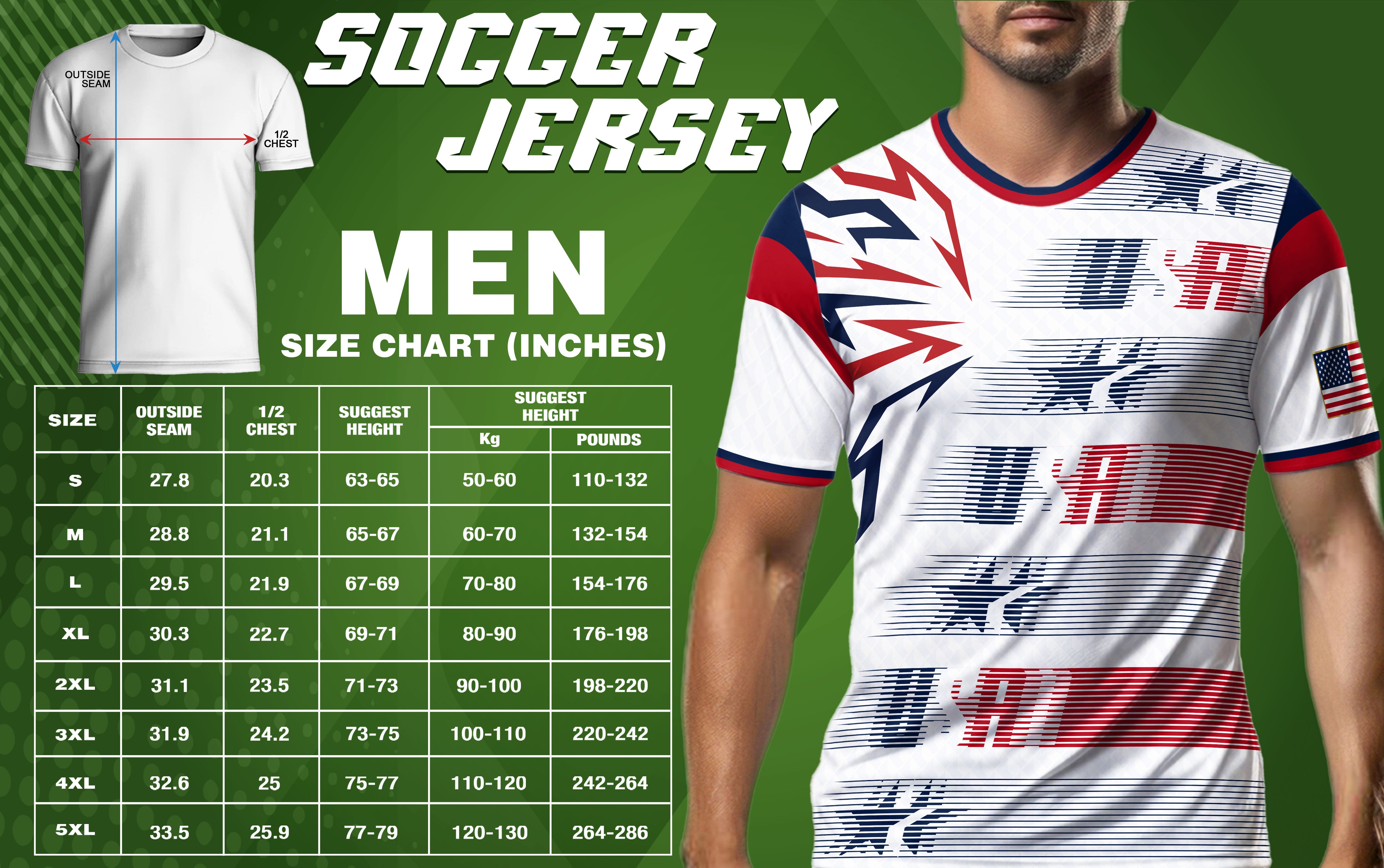 USA Soccer Jersey Men White Navy Red Flag Graphic Football Shirt Retro Fan Wear