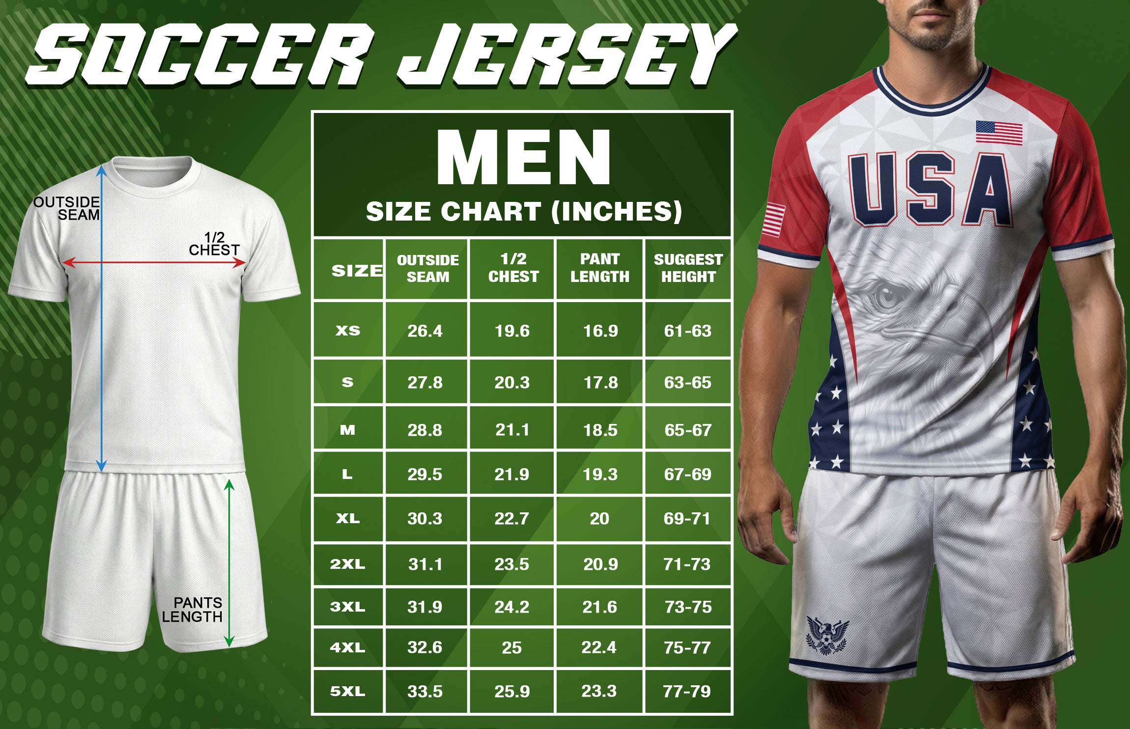 USA Soccer Jersey Adult United States Patriotic Eagle Shirt American Football Tee