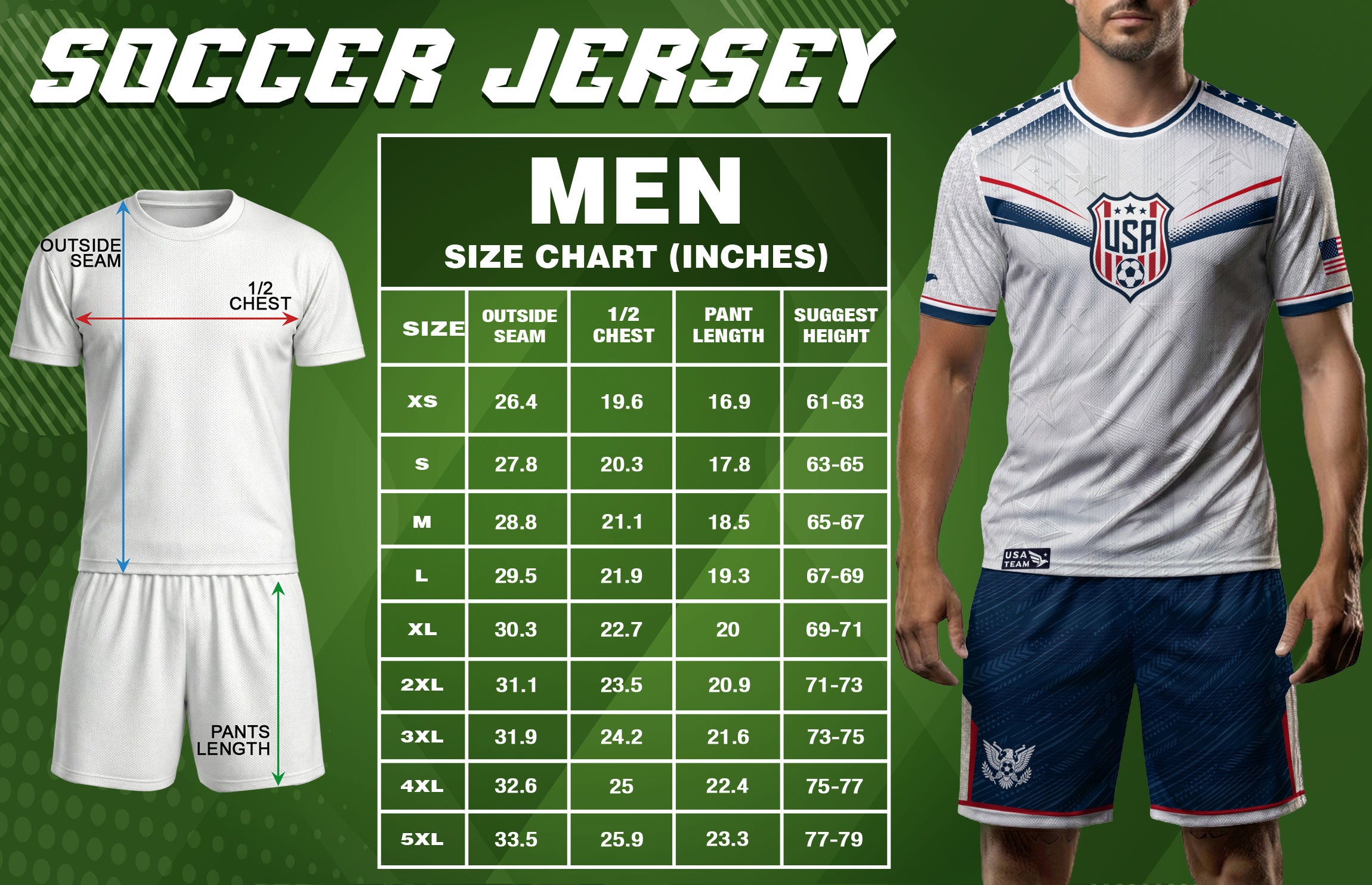 Adult USA Soccer Jersey Patriotic White Flag Pattern Lettering United States Fan Shirt