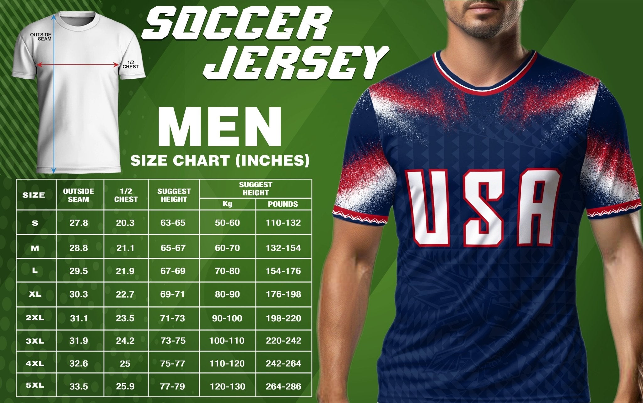 USA Patriotic Soccer Jersey Custom Name Number Adult Football Shirt Blue - Rust Field Wear